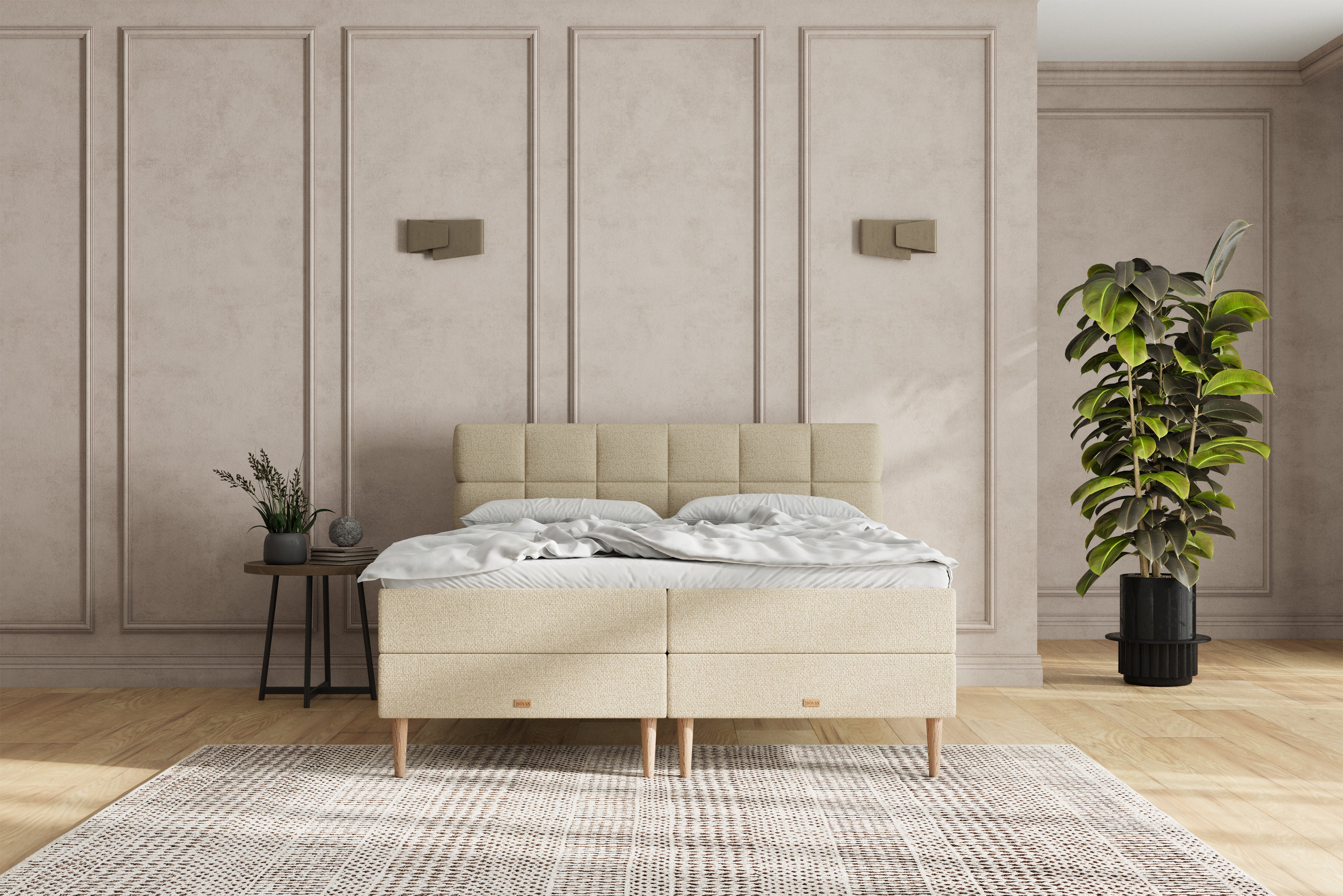SÖVNN Zara Boxseng Med Opbevaring - 180x200 - Lys beige