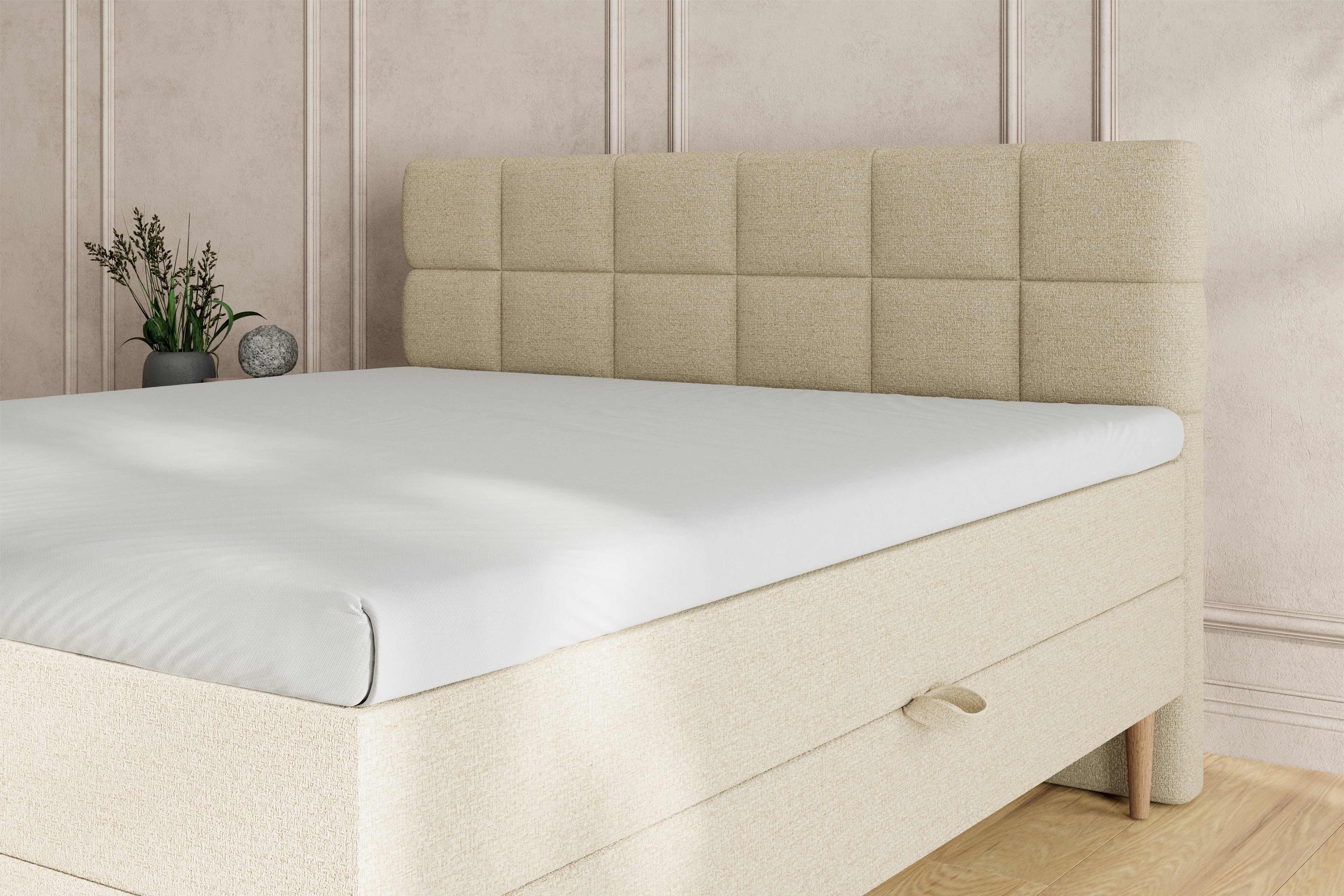 SÖVNN Zara Boxseng Med Opbevaring - 180x200 - Lys beige