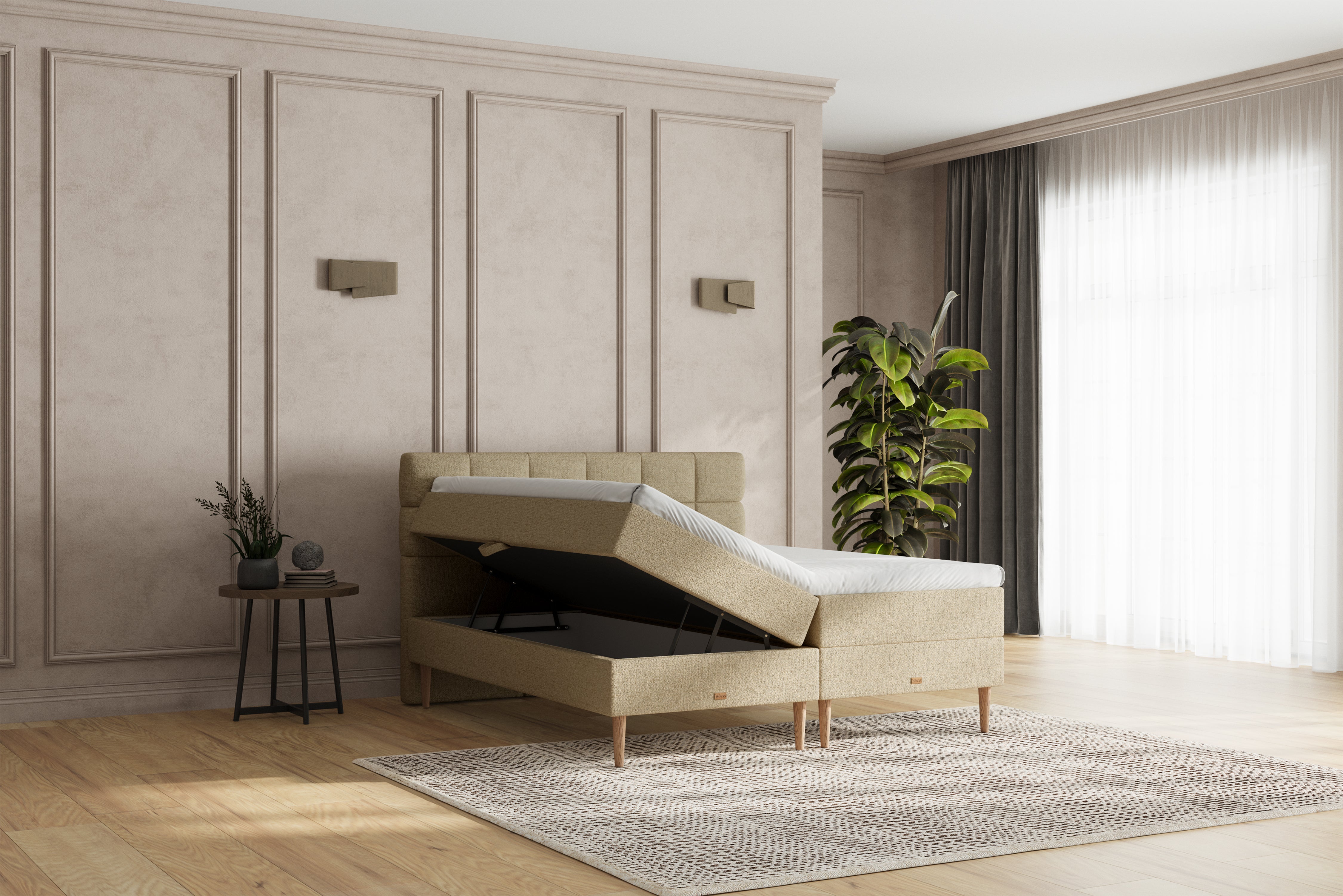 SÖVNN Zara Boxseng Med Opbevaring - 180x210 - Sand