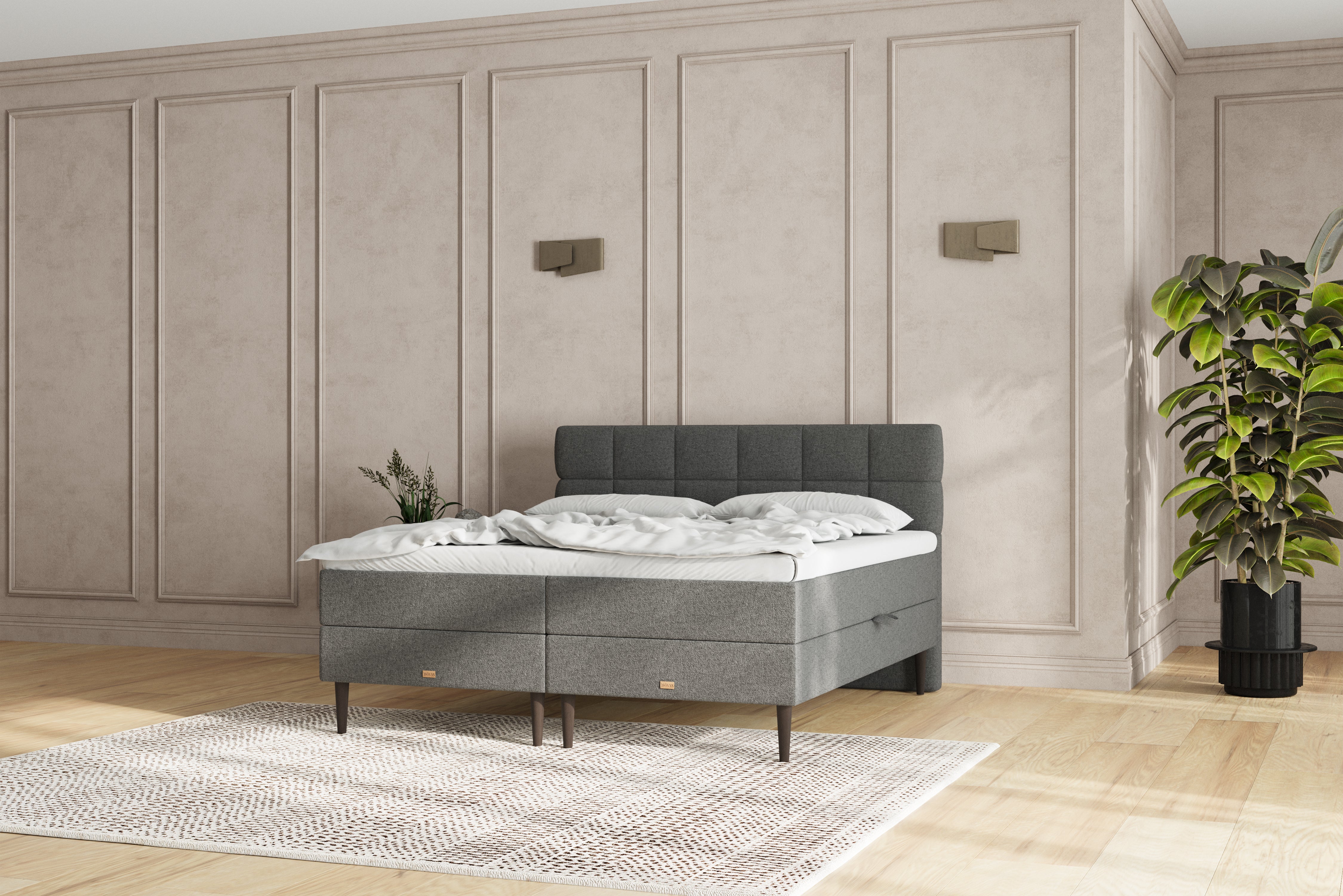 SÖVNN Zara Boxseng Med Opbevaring - 180x200 - Grå
