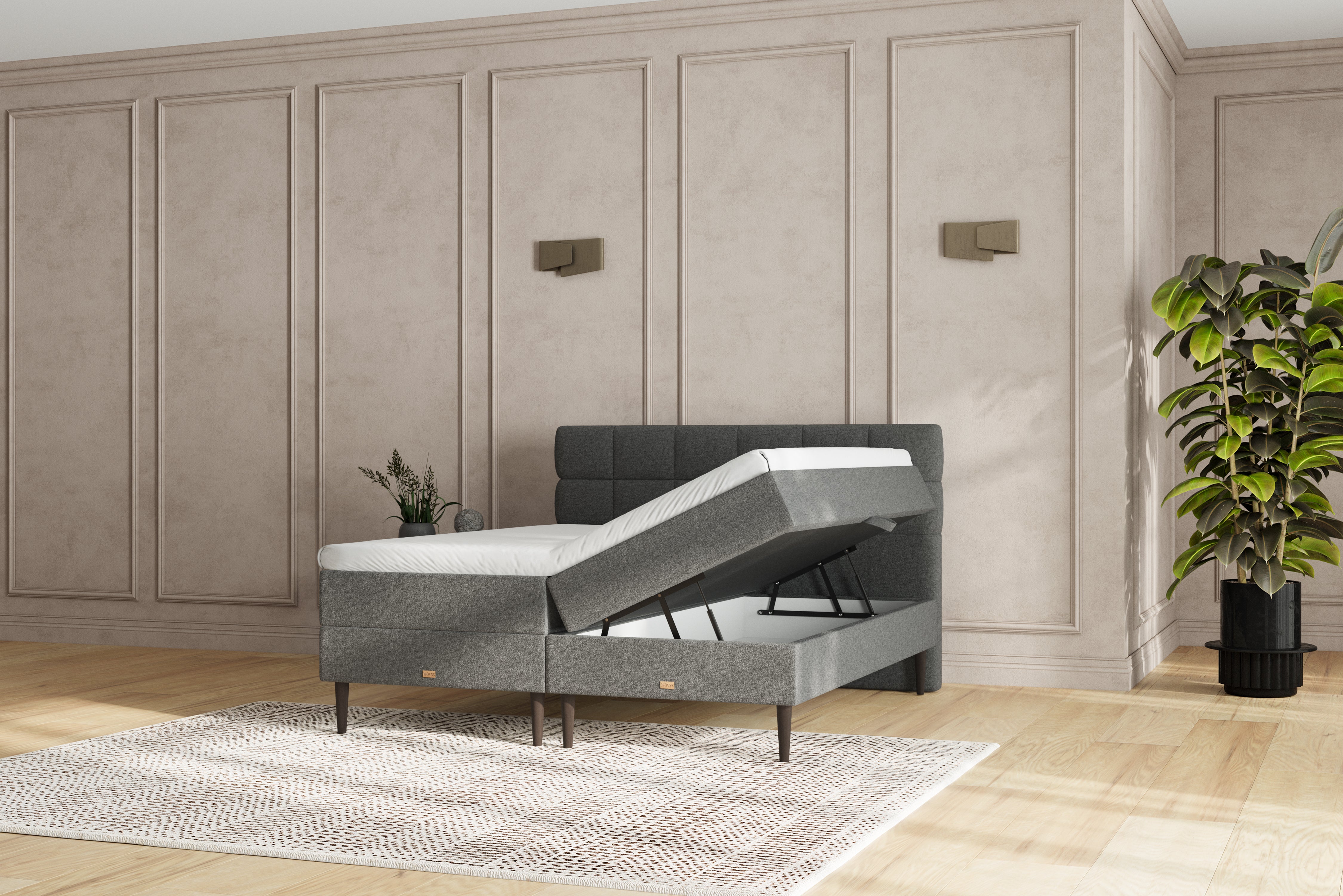 SÖVNN Zara Boxseng Med Opbevaring - 180x210 - Grå