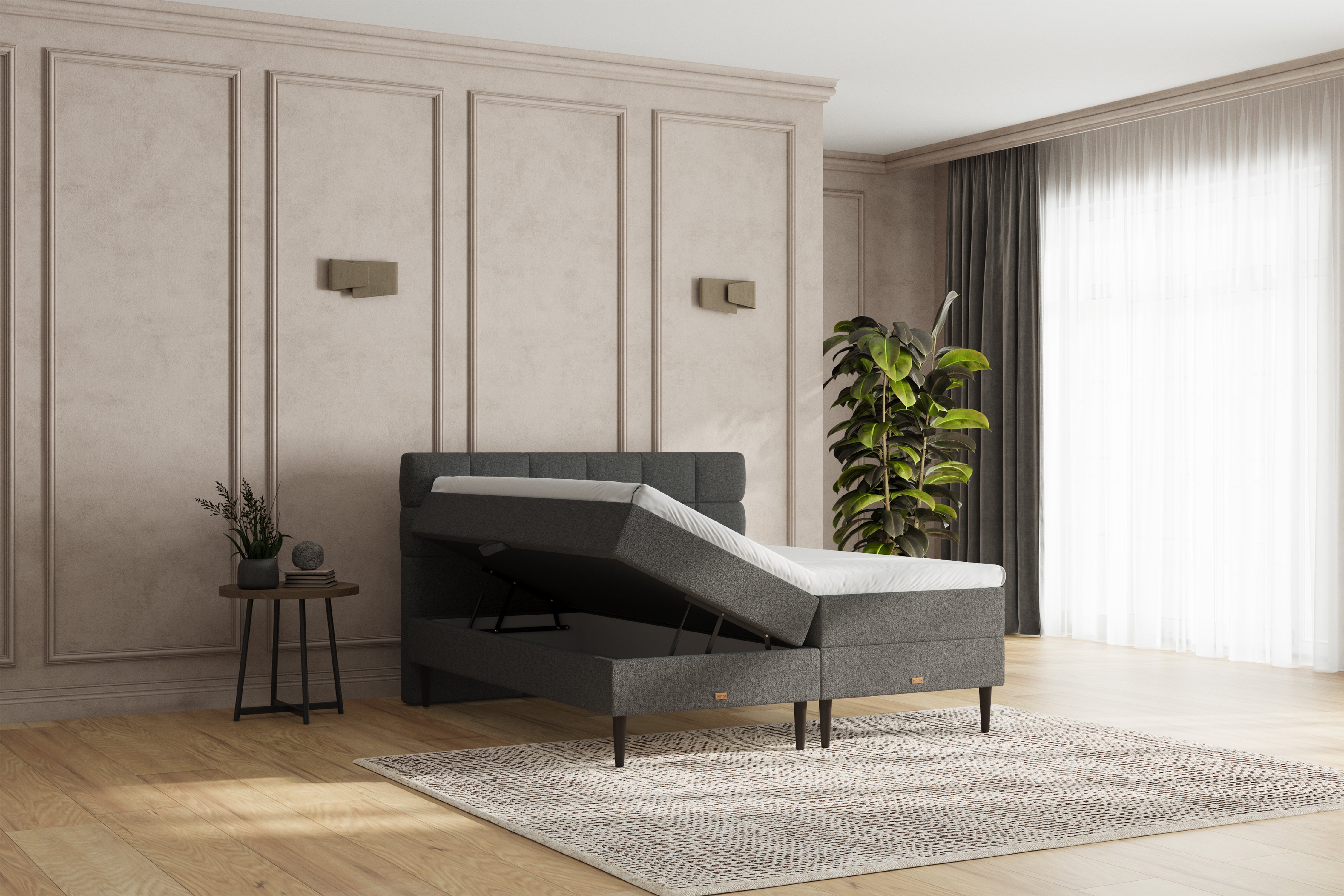 SÖVNN Zara Boxseng Med Opbevaring - 180x200 - Grå