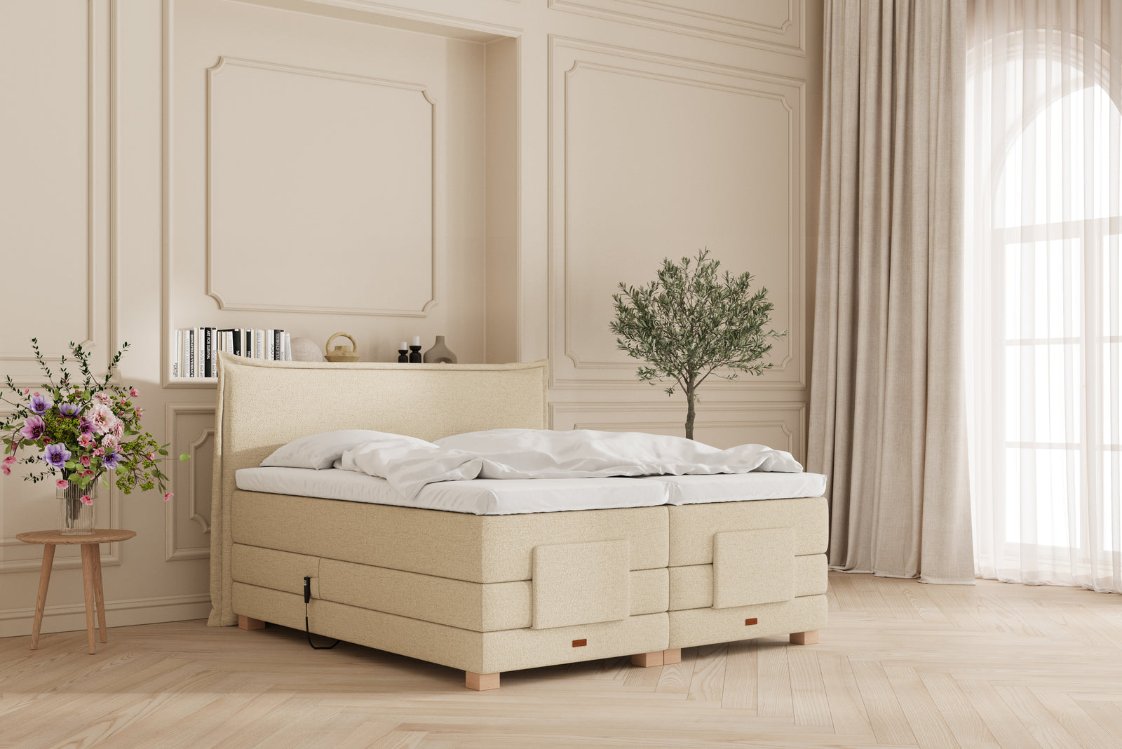 SÖVNN Silva Elevationsseng - 160x200 - Lys beige