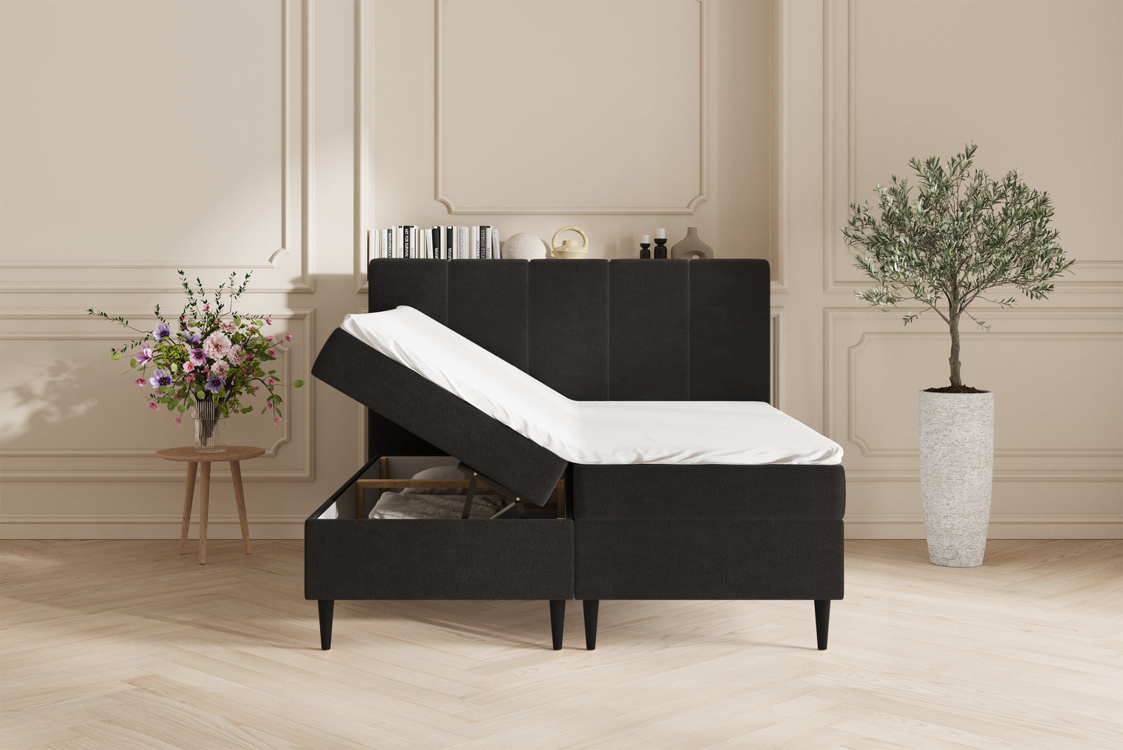 Leda opbevaringsseng - 160x200 - Sort