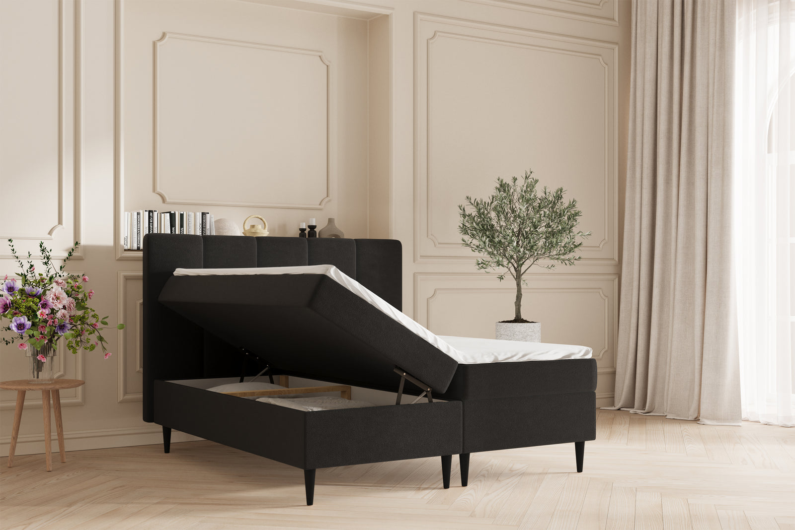 Leda opbevaringsseng - 160x200 - Sort