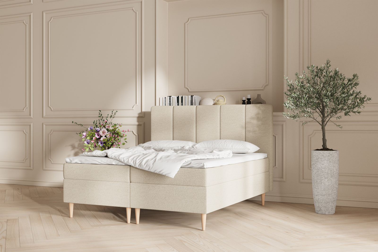 Leda opbevaringsseng - 180x200 - Lys beige