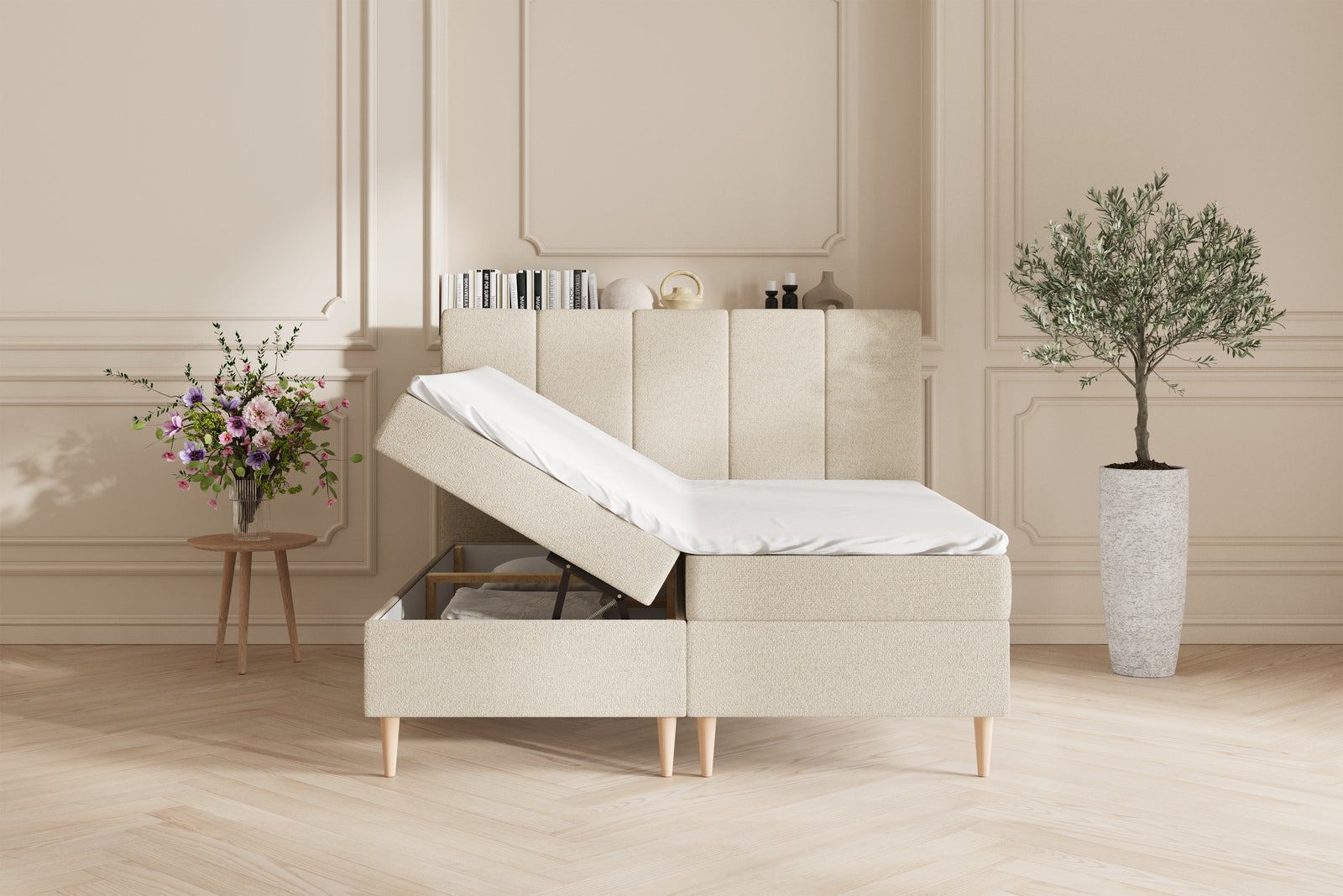 Leda opbevaringsseng - 180x200 - Lys beige