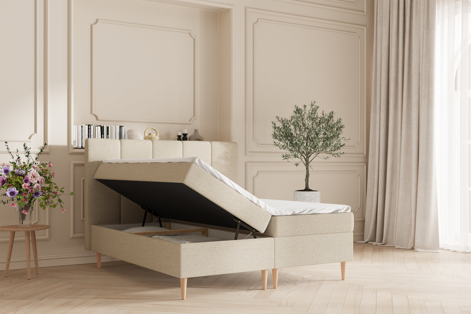 Leda opbevaringsseng - 180x200 - Lys beige