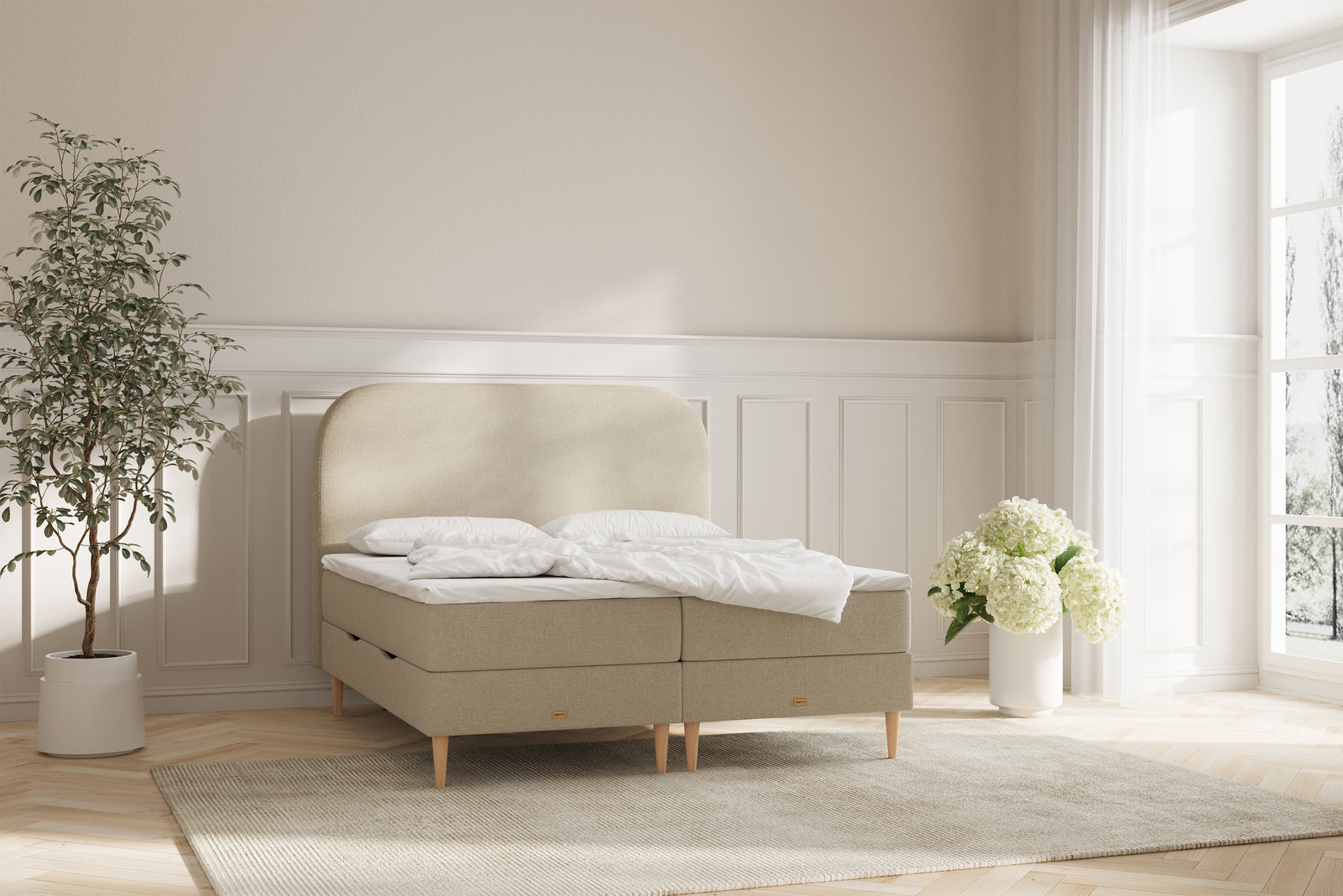 Zara Boxseng Med Opbevaring - 180x200 - Beige