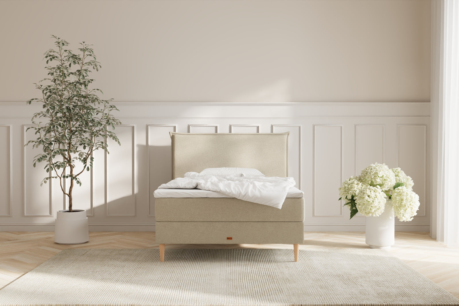 Karla Boxseng Med Opbevaring - 140x200 - Bouclé Creme