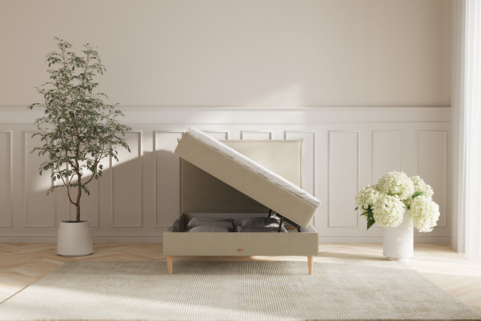 Karla Boxseng Med Opbevaring - 140x200 - Beige