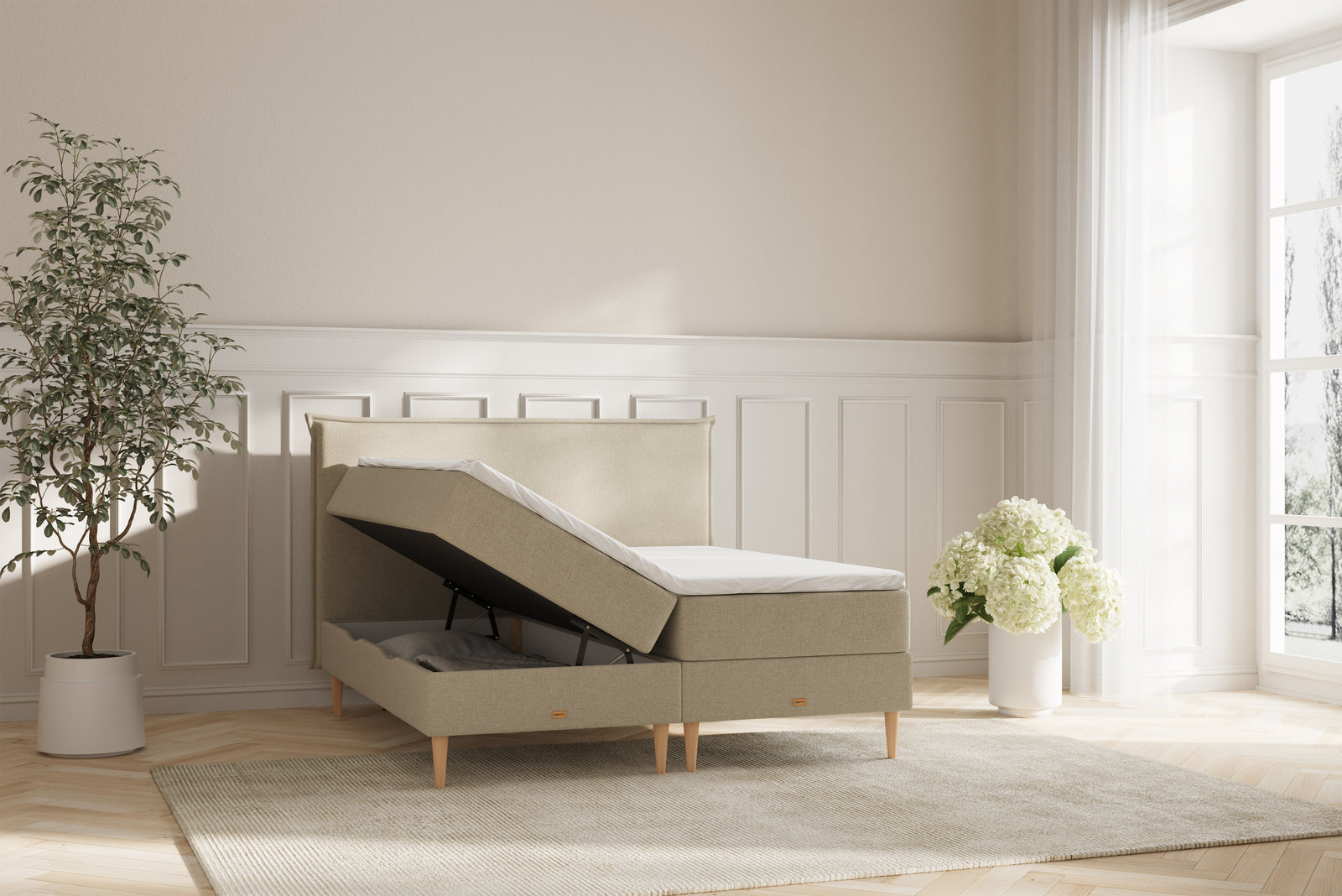 Karla Boxseng Med Opbevaring - 180x200 - Beige