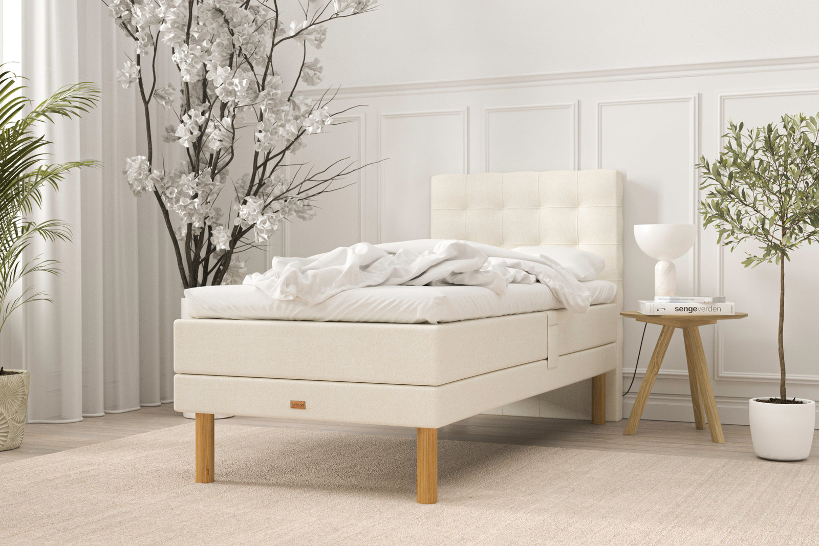 SÖVNN Deluxe Elevationsseng - 90x200 - Lys beige