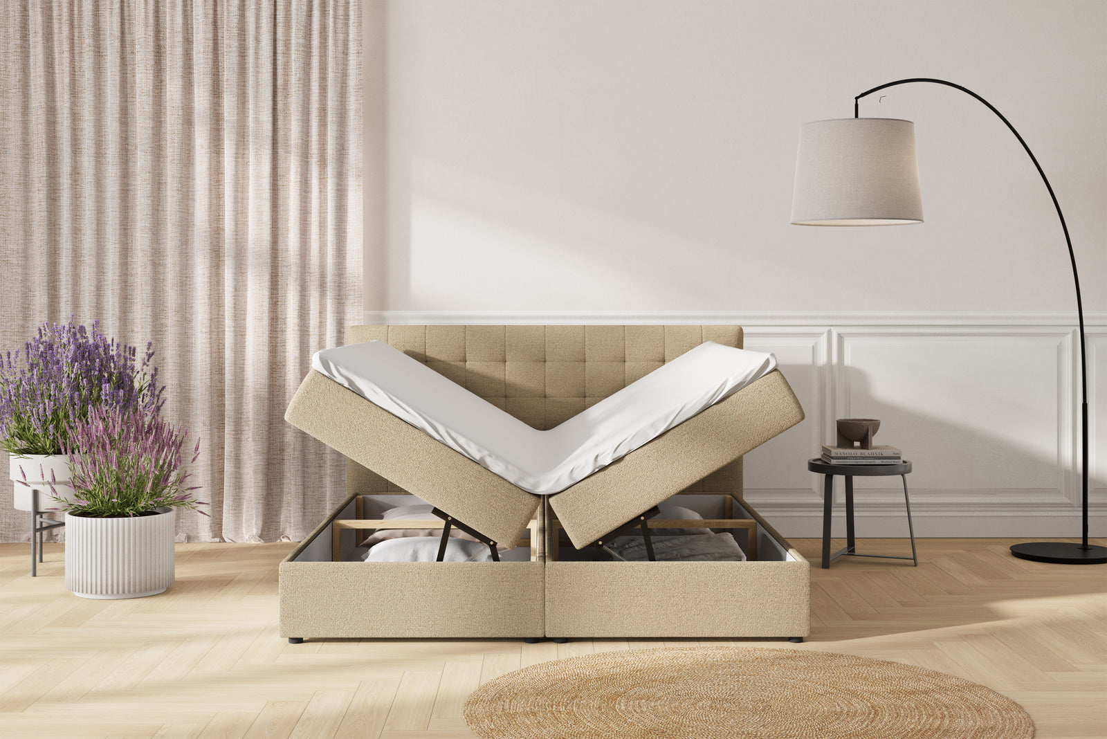 Eva Boxseng Med Opbevaring - 160x200 - Sand