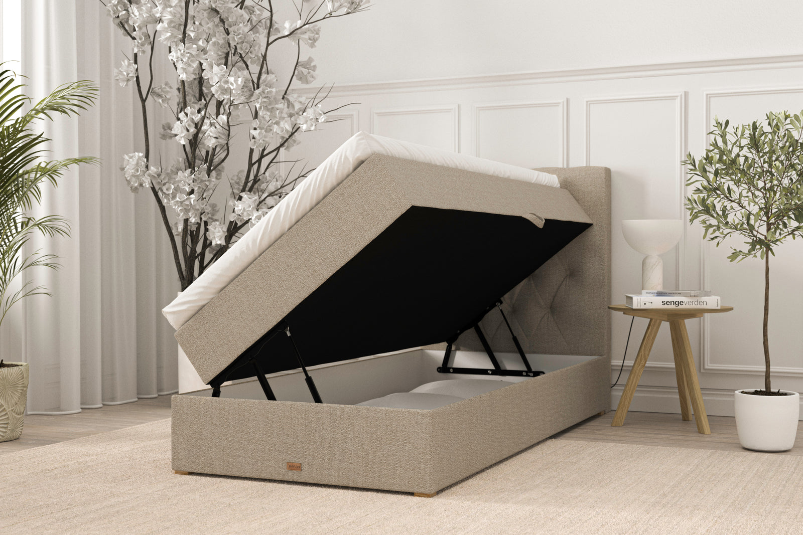 SÖVNN Freya Boxseng Med Opbevaring - 80x200 - Sand