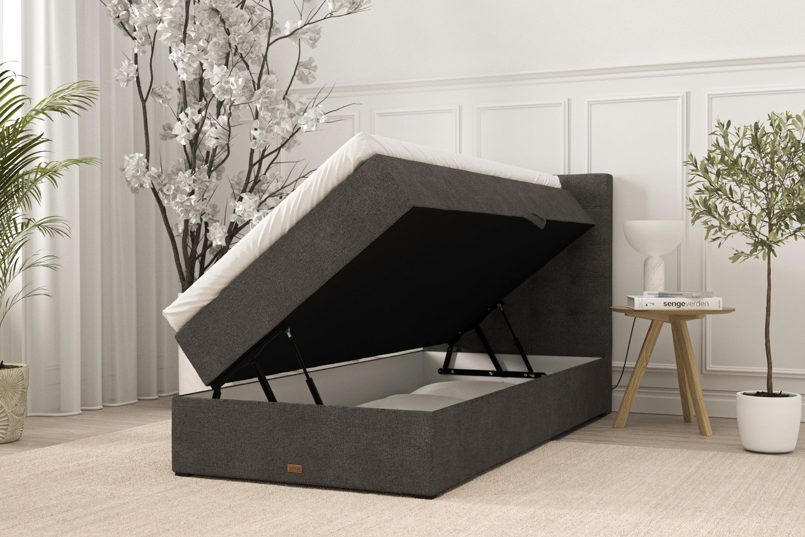 SÖVNN Ronja Boxseng Med Opbevaring - 90x200 - Grå