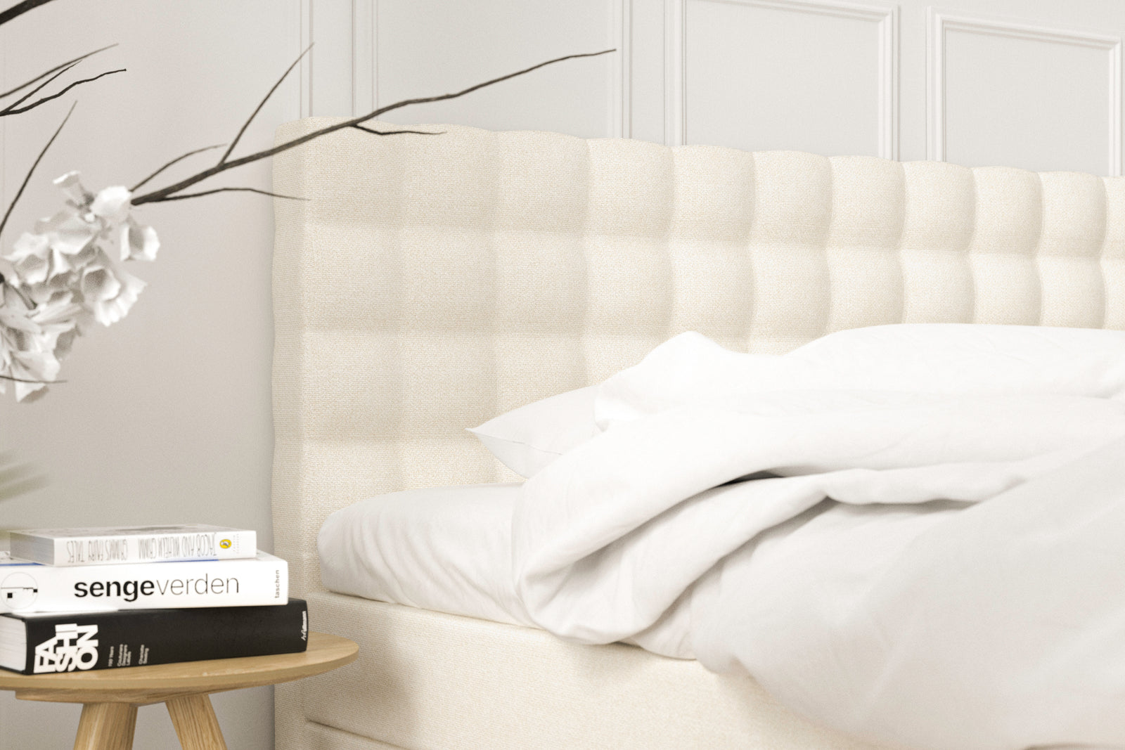 SÖVNN Freya Boxseng Med Opbevaring - 210x210 - Lys beige
