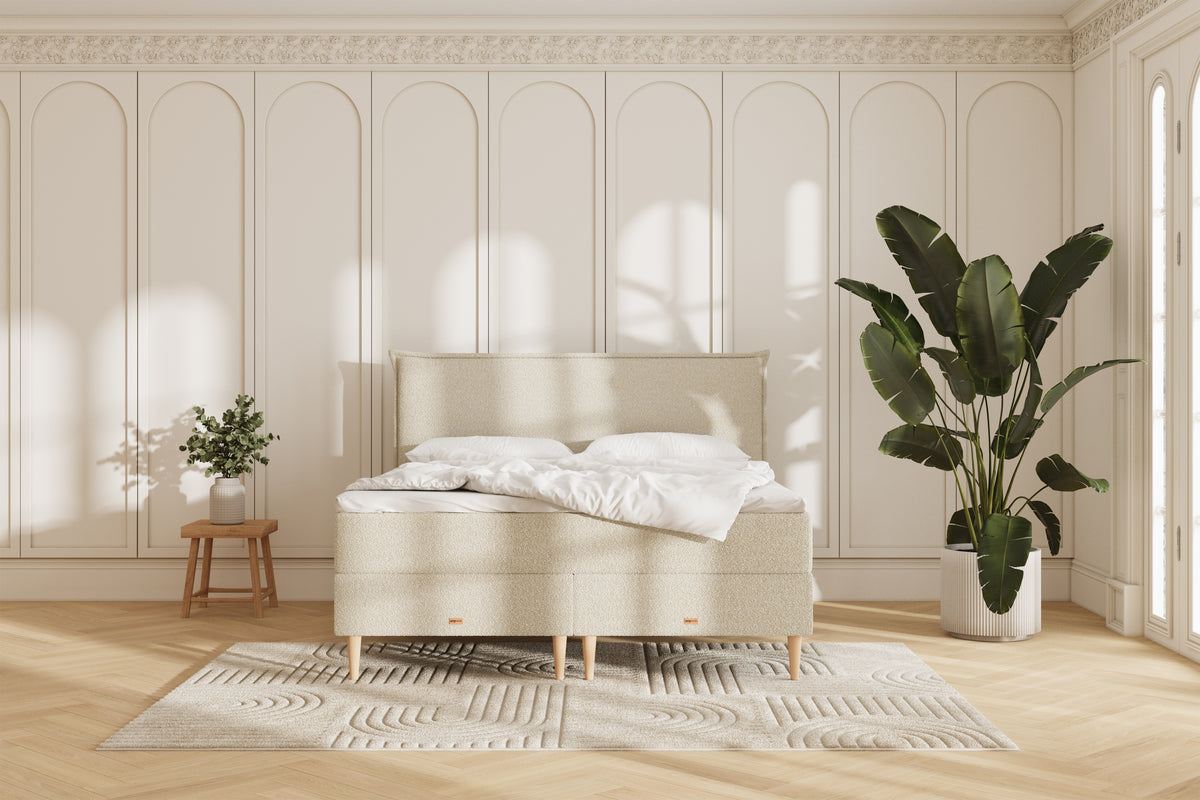 Juna Kontinentalseng - 180x200 - Bouclé Creme