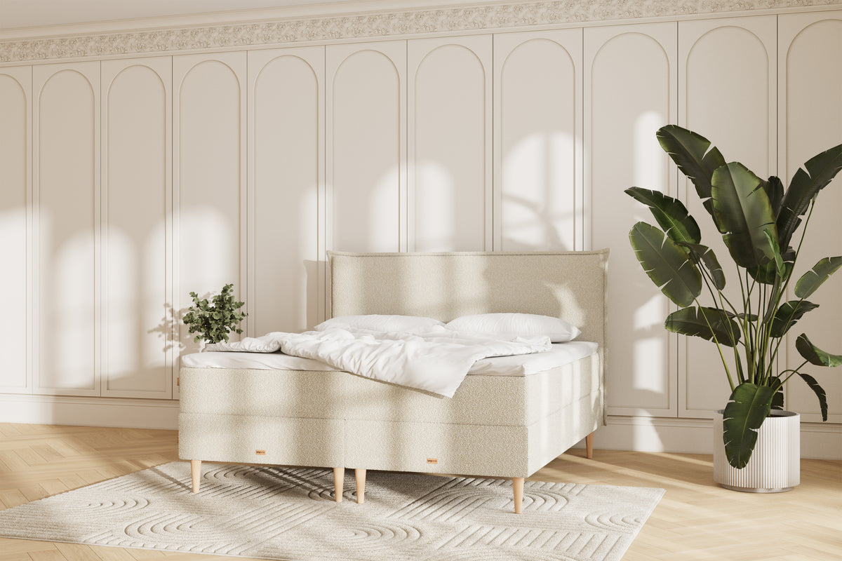 Juna Kontinentalseng - 160x200 - Bouclé Creme