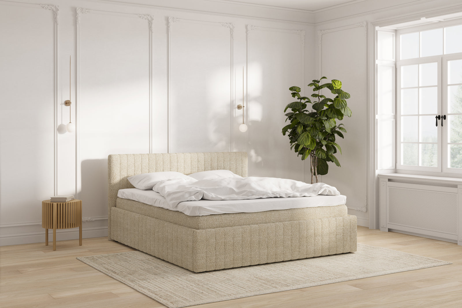 Keva Sengeramme - Bouclé beige - 180x200