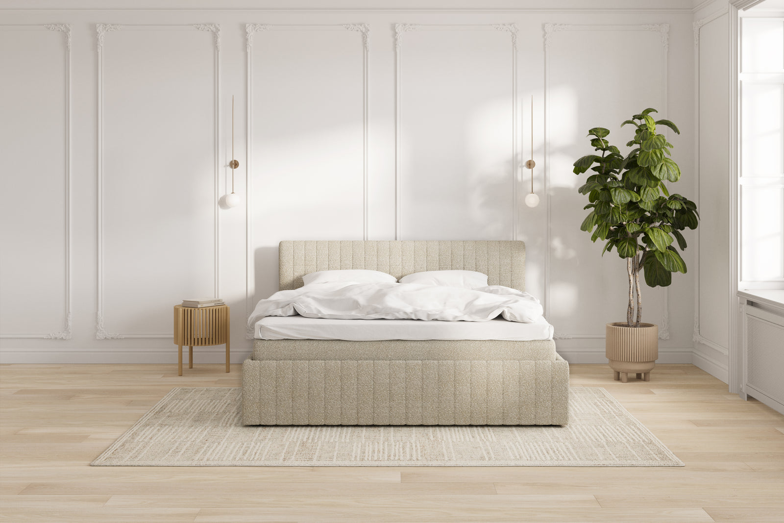 Keva Sengeramme - Bouclé beige - 180x200