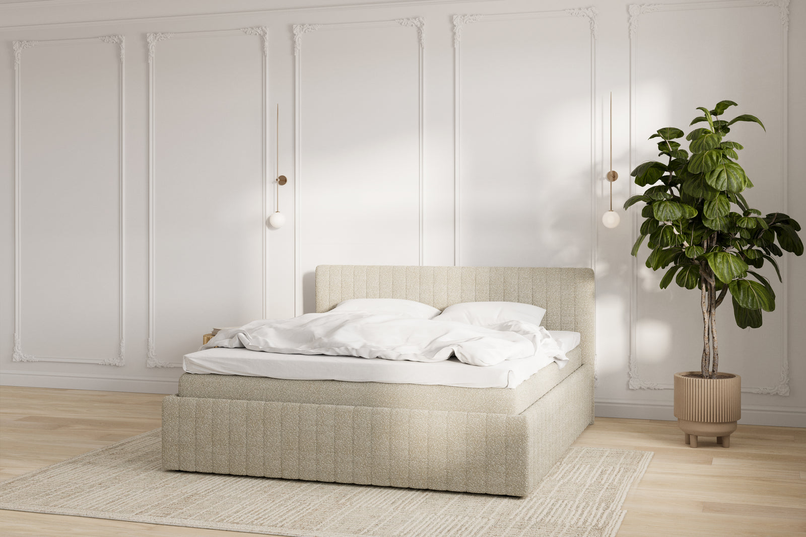 Keva Sengeramme - Bouclé beige - 180x200