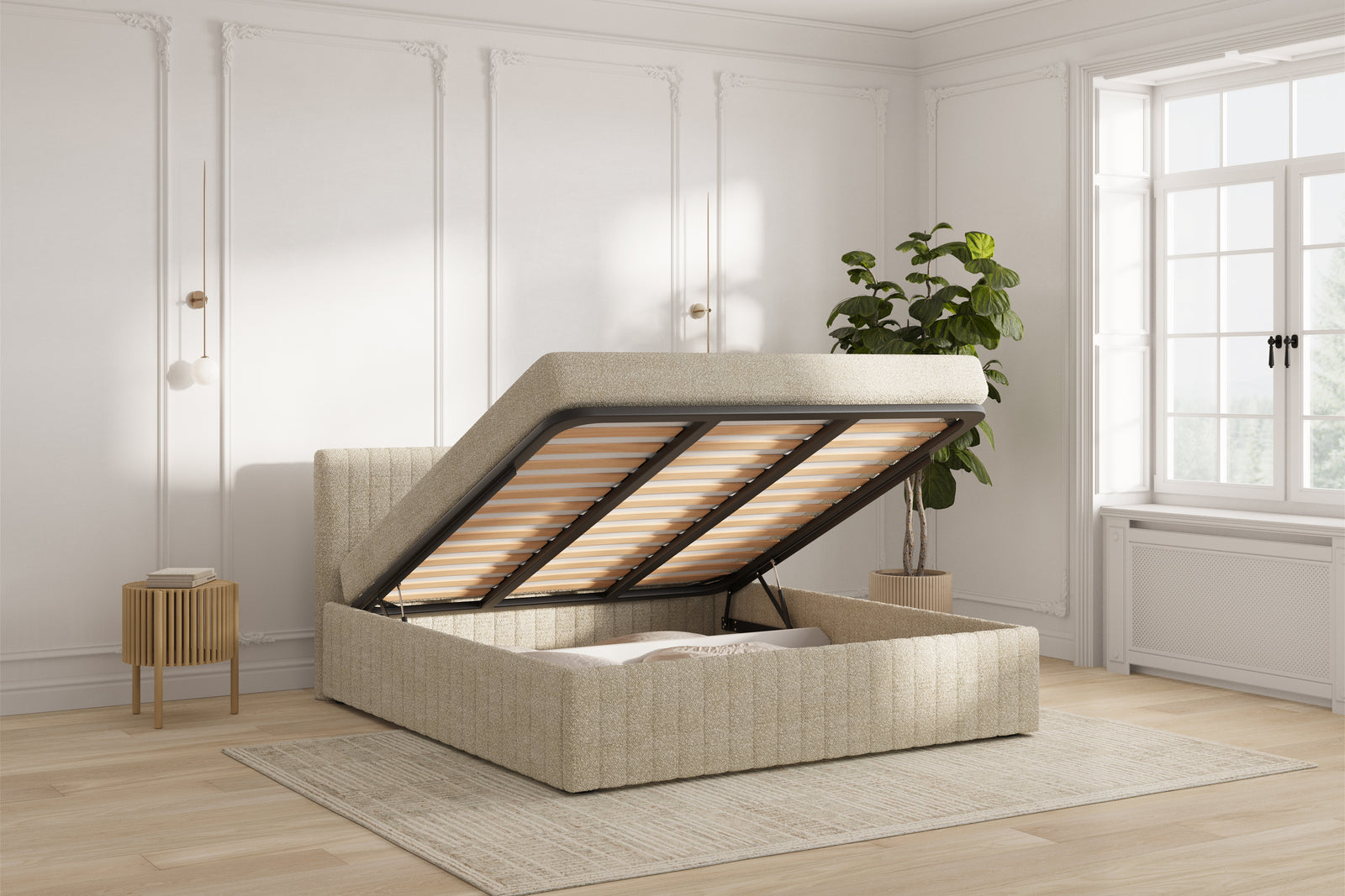 Keva Sengeramme - Bouclé beige - 180x200