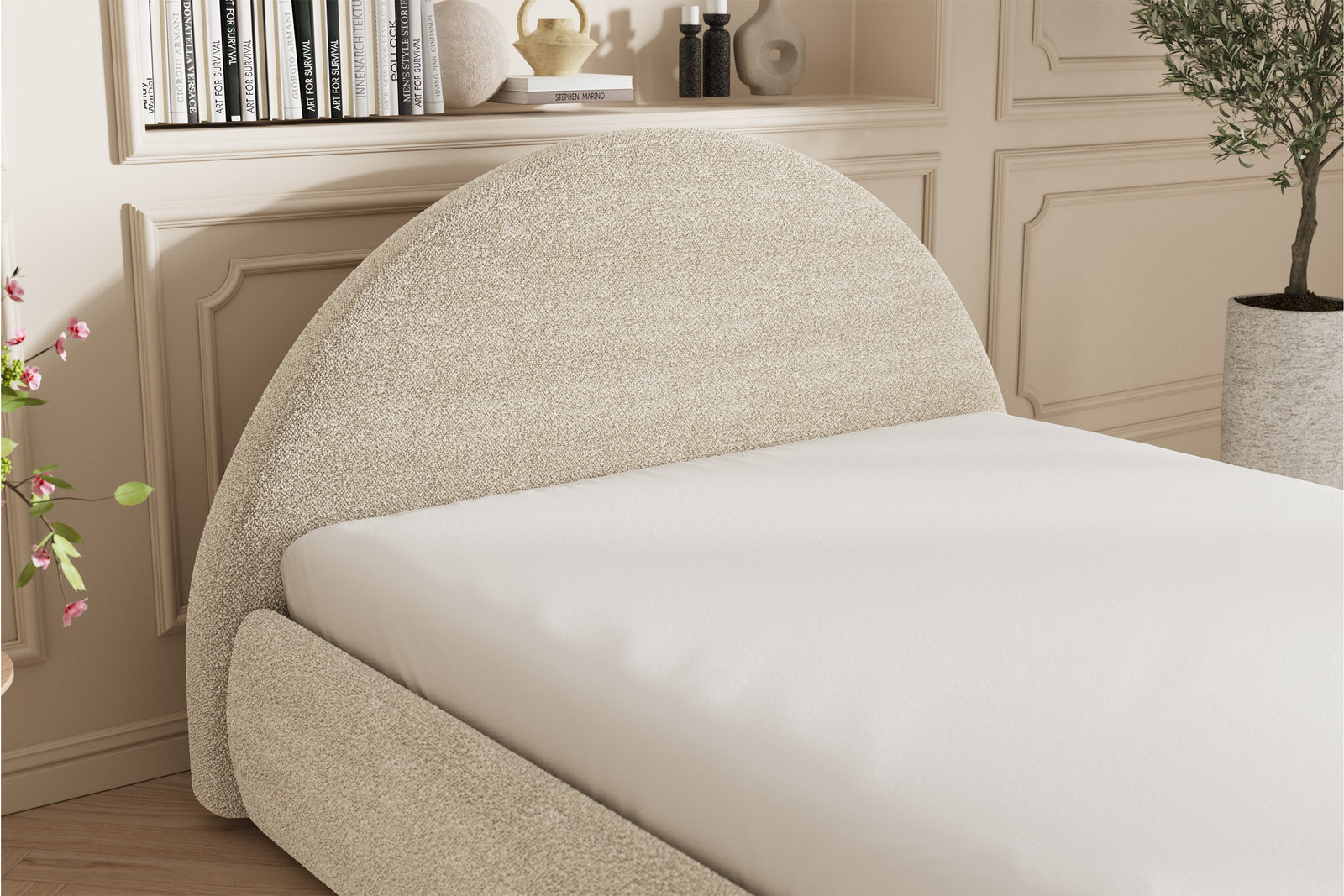 Lova Sengeramme - 140x200 - Bouclé Beige