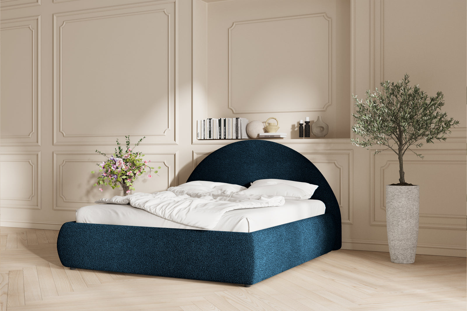 Lova Sengeramme - 200x200 - Bouclé Deep Blue