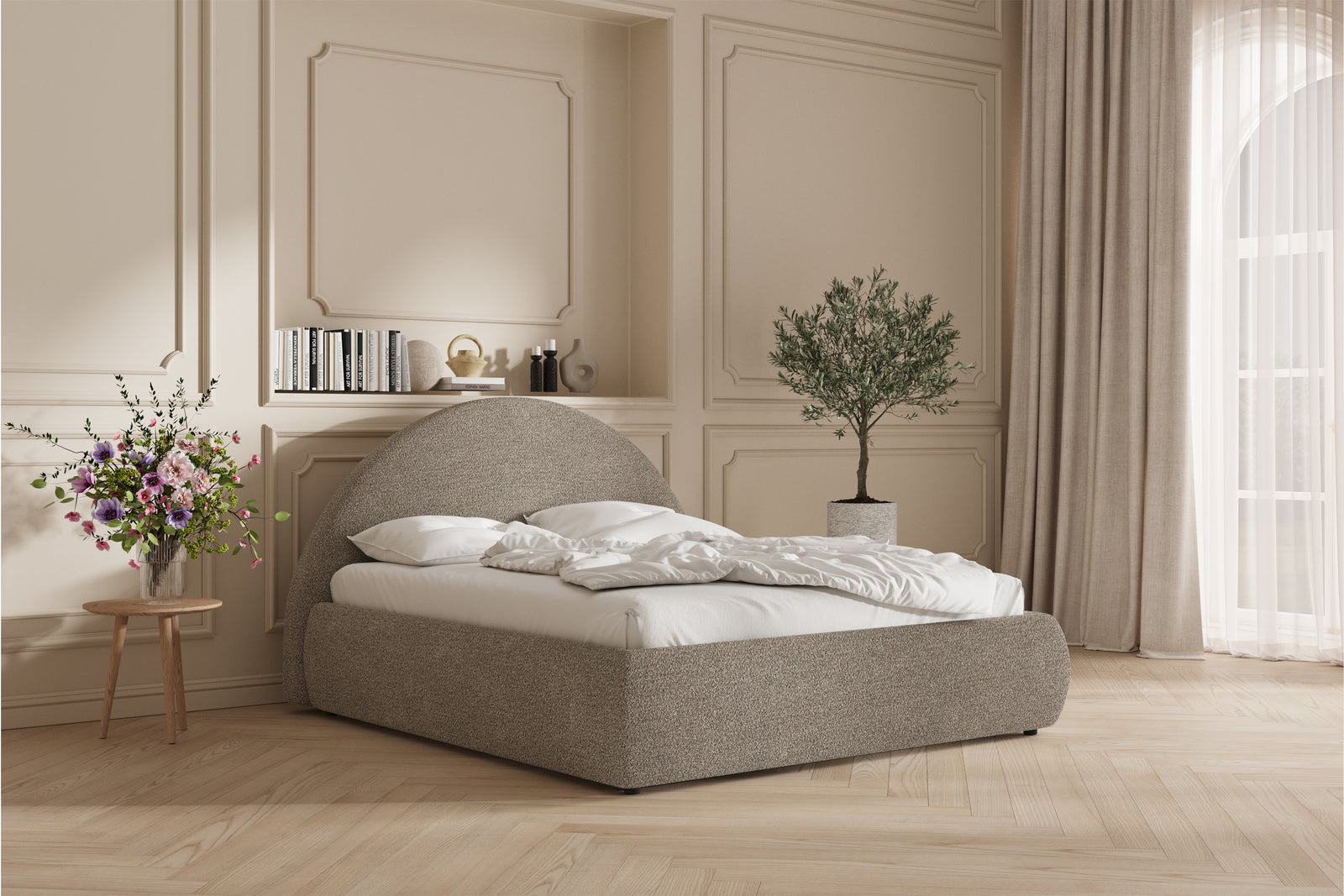 Lova Sengeramme - 200x200 - Bouclé Mocca
