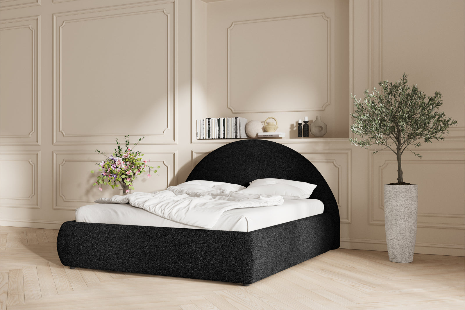Lova Sengeramme - 140x200 - Bouclé Black