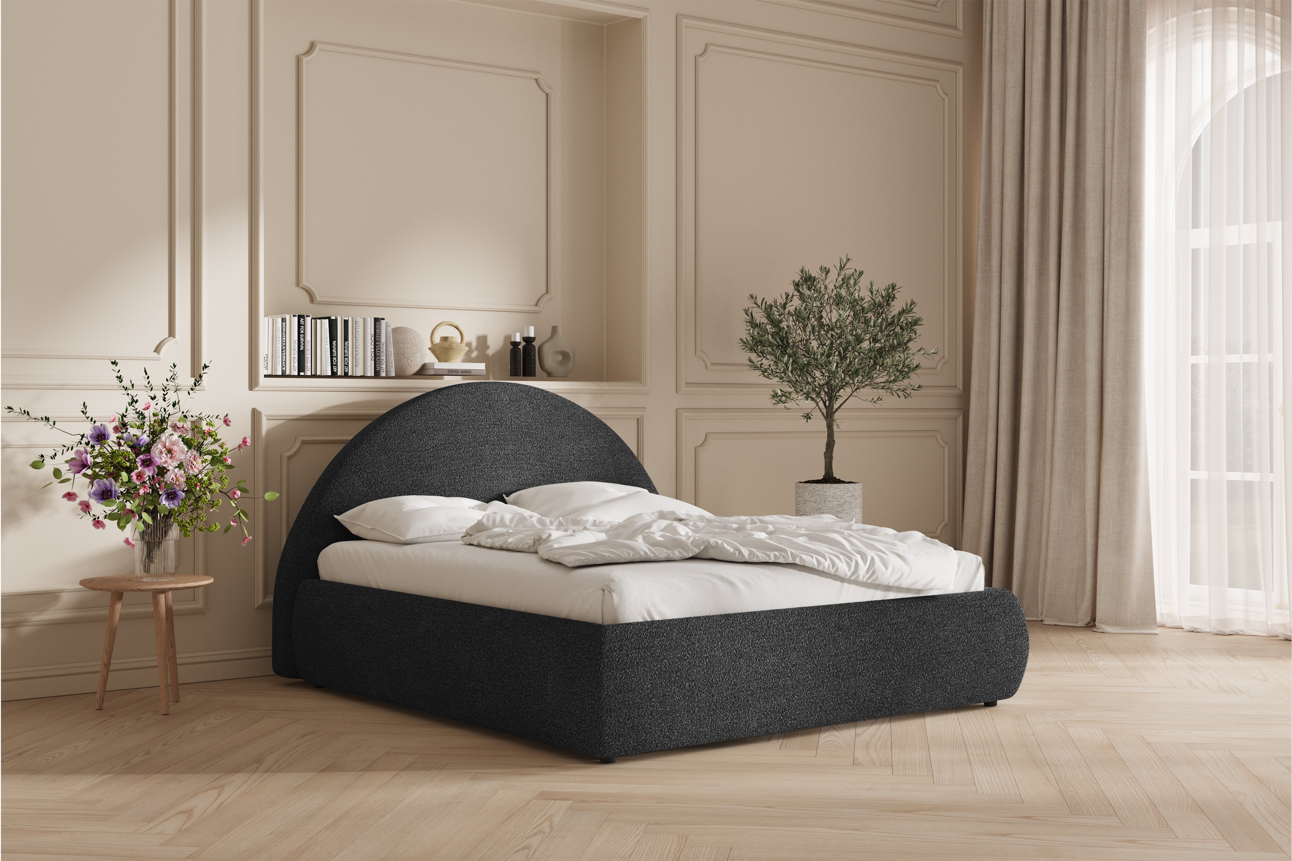 Lova Sengeramme - 200x200 - Bouclé Grey