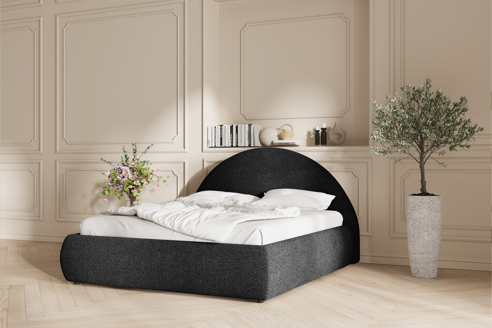 Lova Sengeramme - 160x200 - Bouclé Grey
