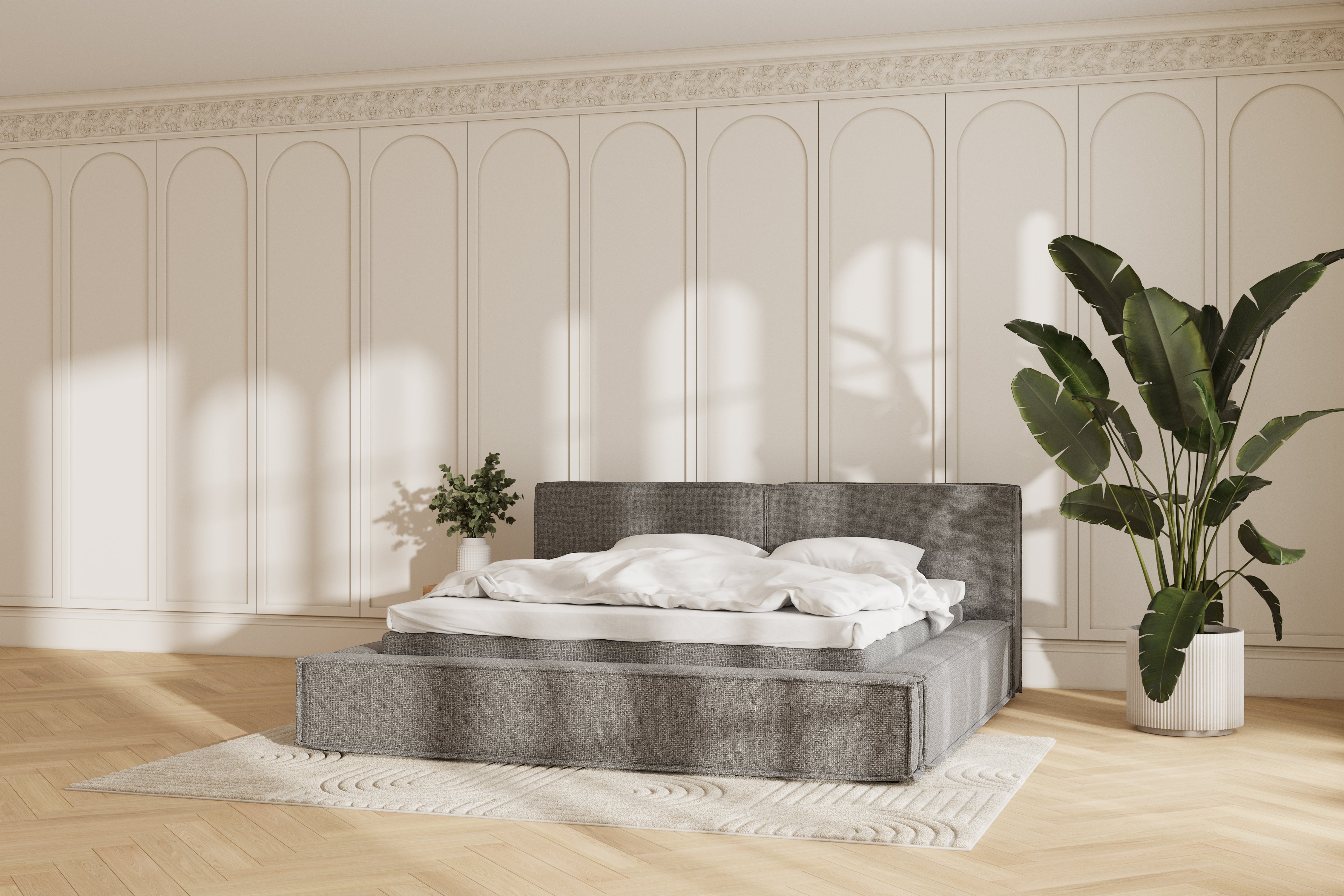 Oria sengeramme - grey - 180x200