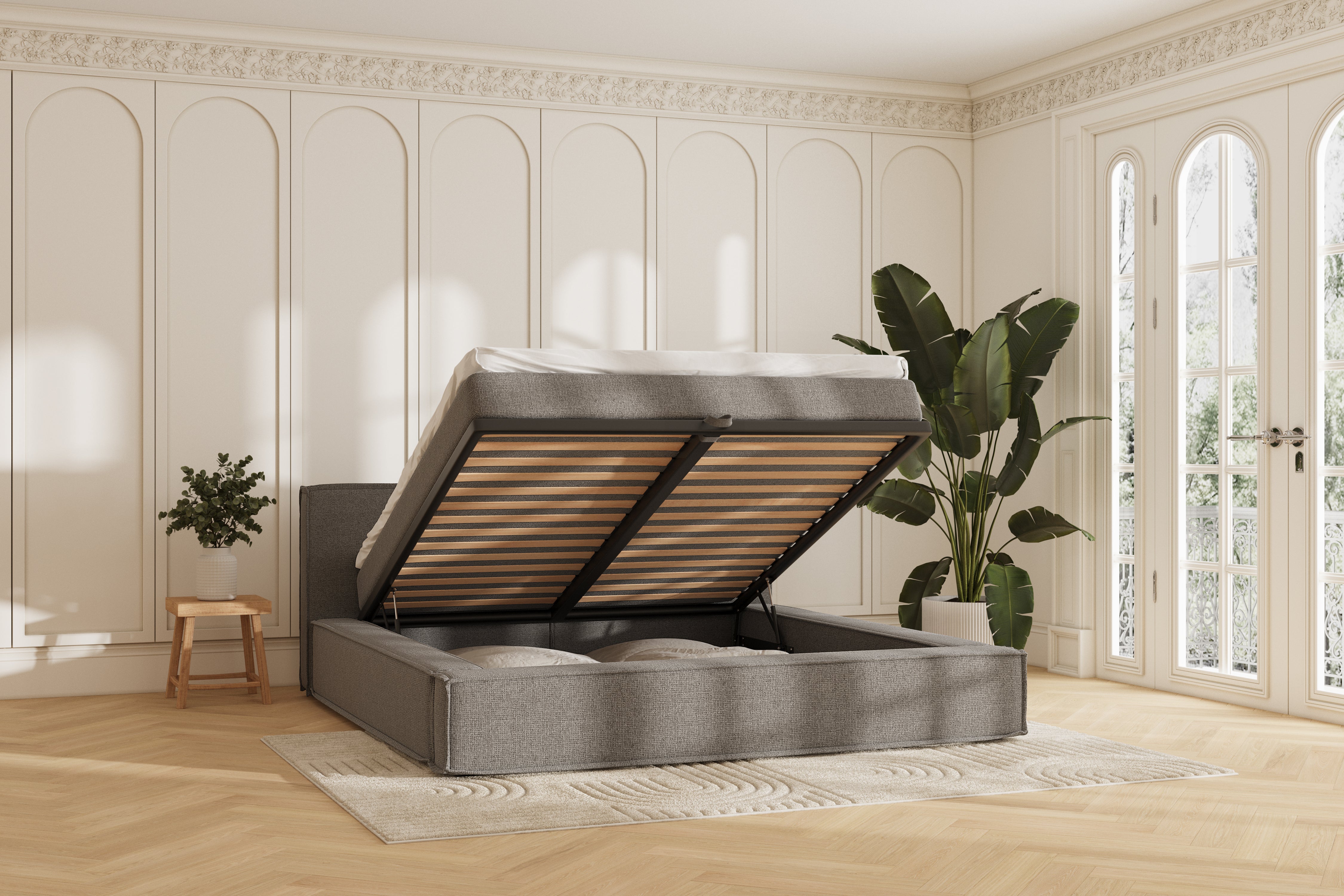 Oria sengeramme - grey - 180x200