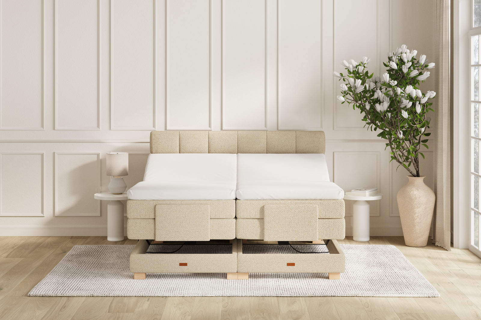 SÖVNN Osva Elevationsseng - 140x200 - Lys beige