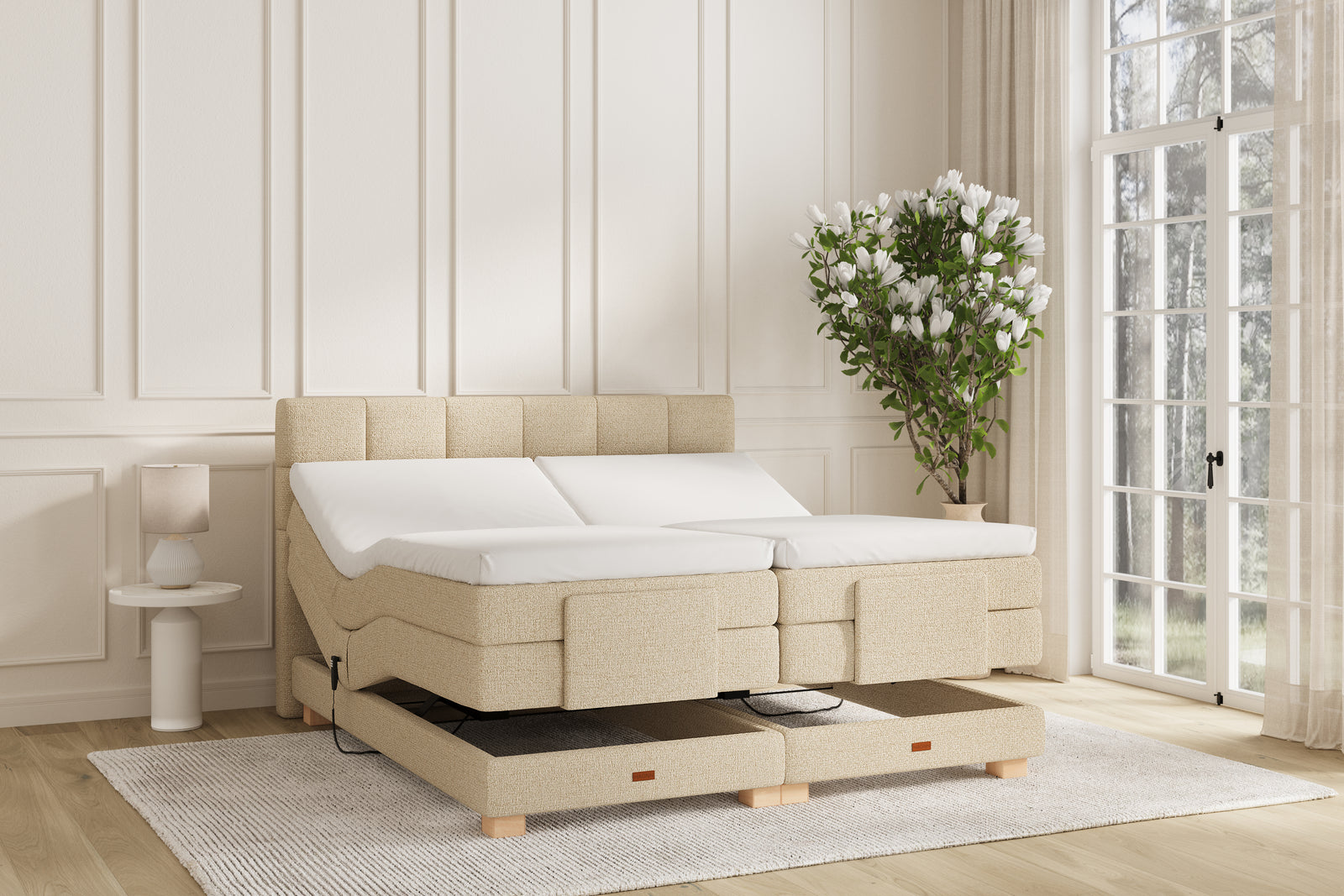 SÖVNN Osva Elevationsseng - 140x200 - Lys beige