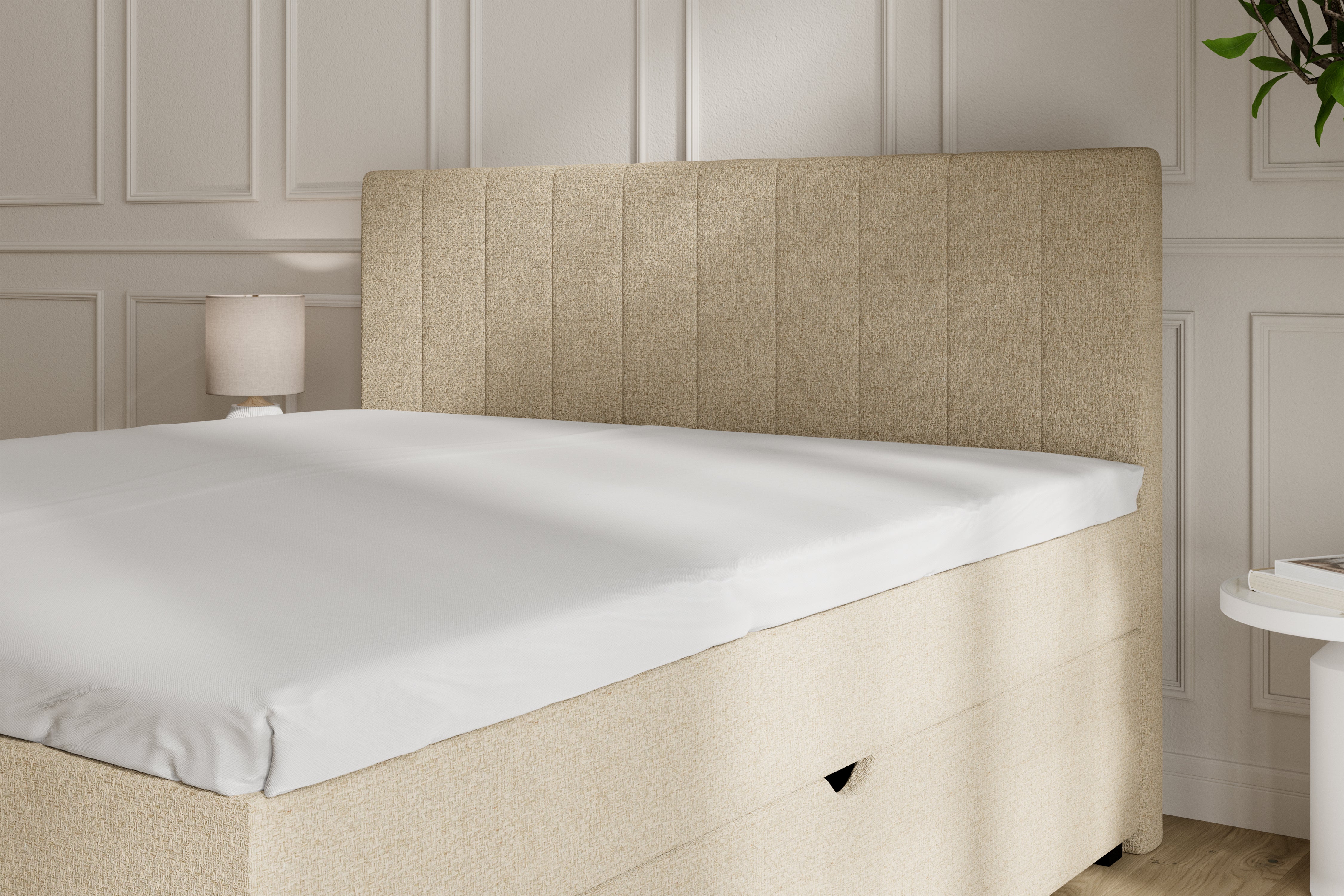 SÖVNN Ronja Boxseng Med Opbevaring - 180x200 - Lys beige