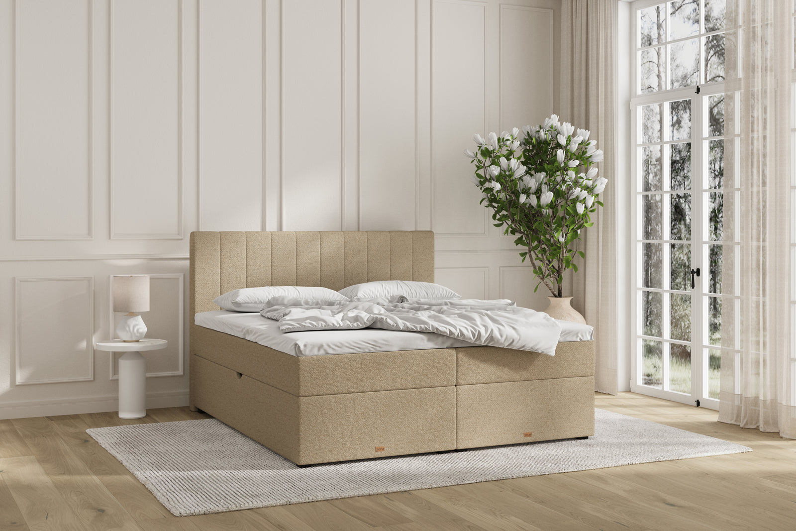 SÖVNN Ronja Boxseng Med Opbevaring - 210x210 - Sand