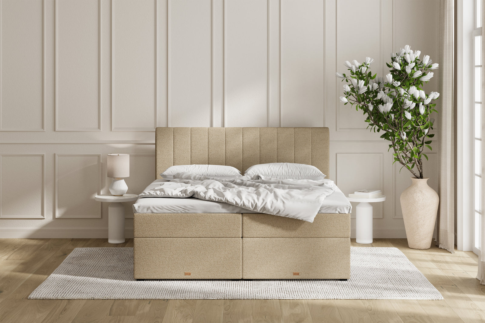 SÖVNN Ronja Boxseng Med Opbevaring - 210x210 - Sand