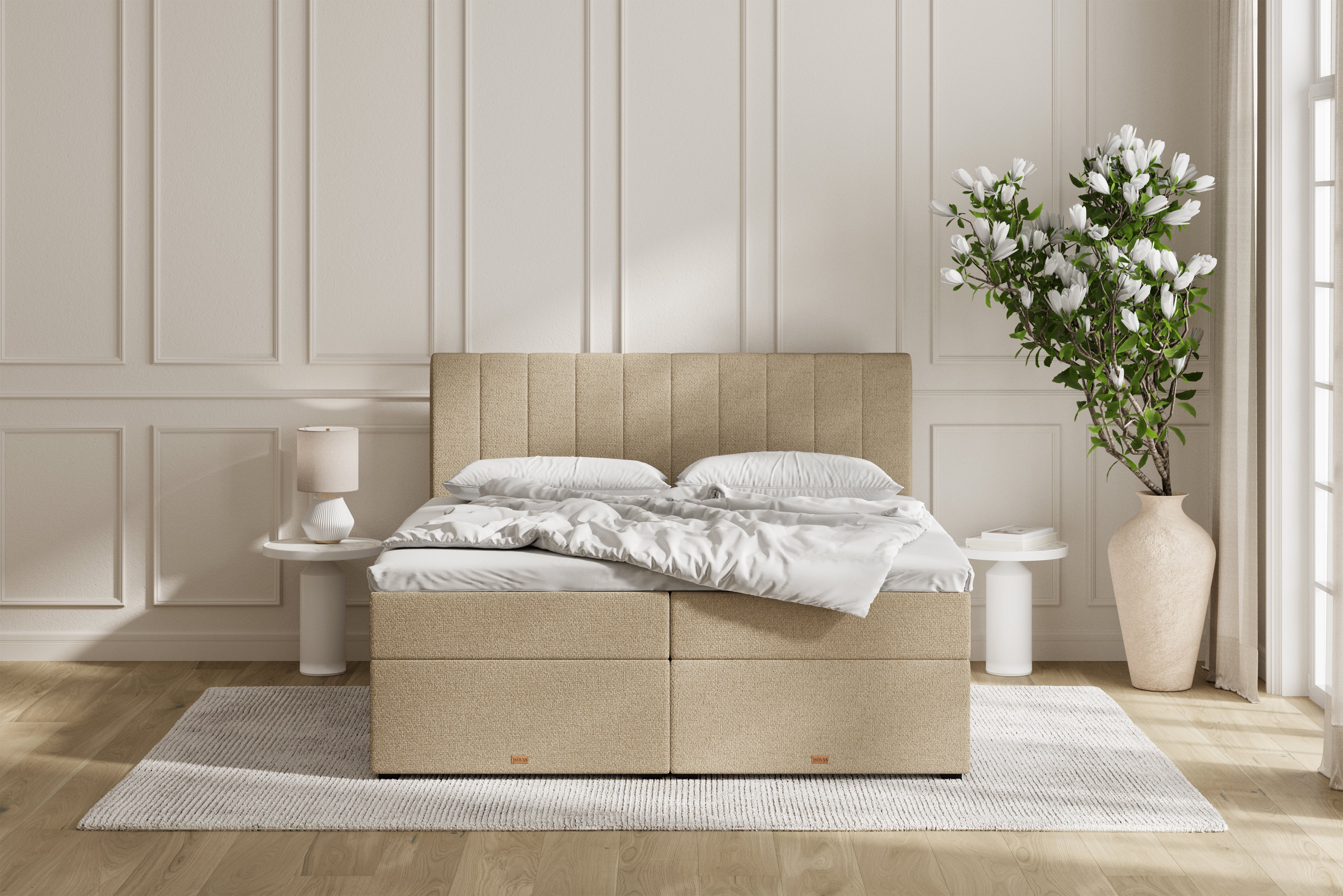 SÖVNN Ronja Boxseng Med Opbevaring - 160x200 - Sand