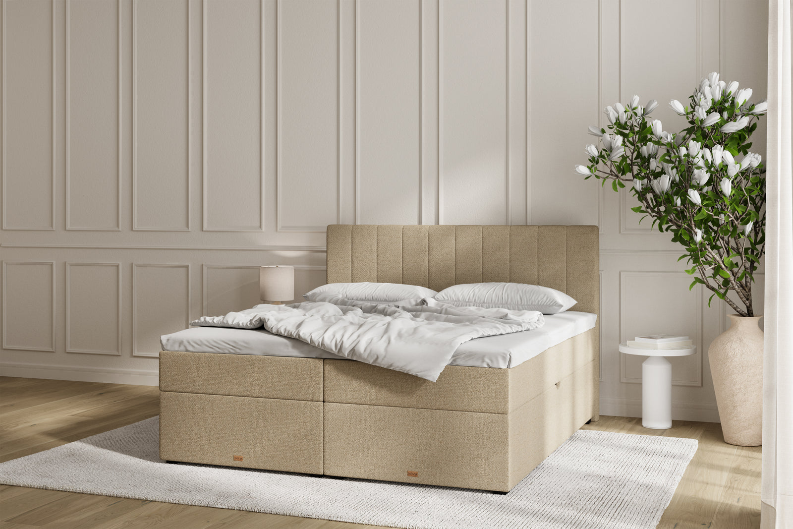 SÖVNN Ronja Boxseng Med Opbevaring - 210x210 - Sand