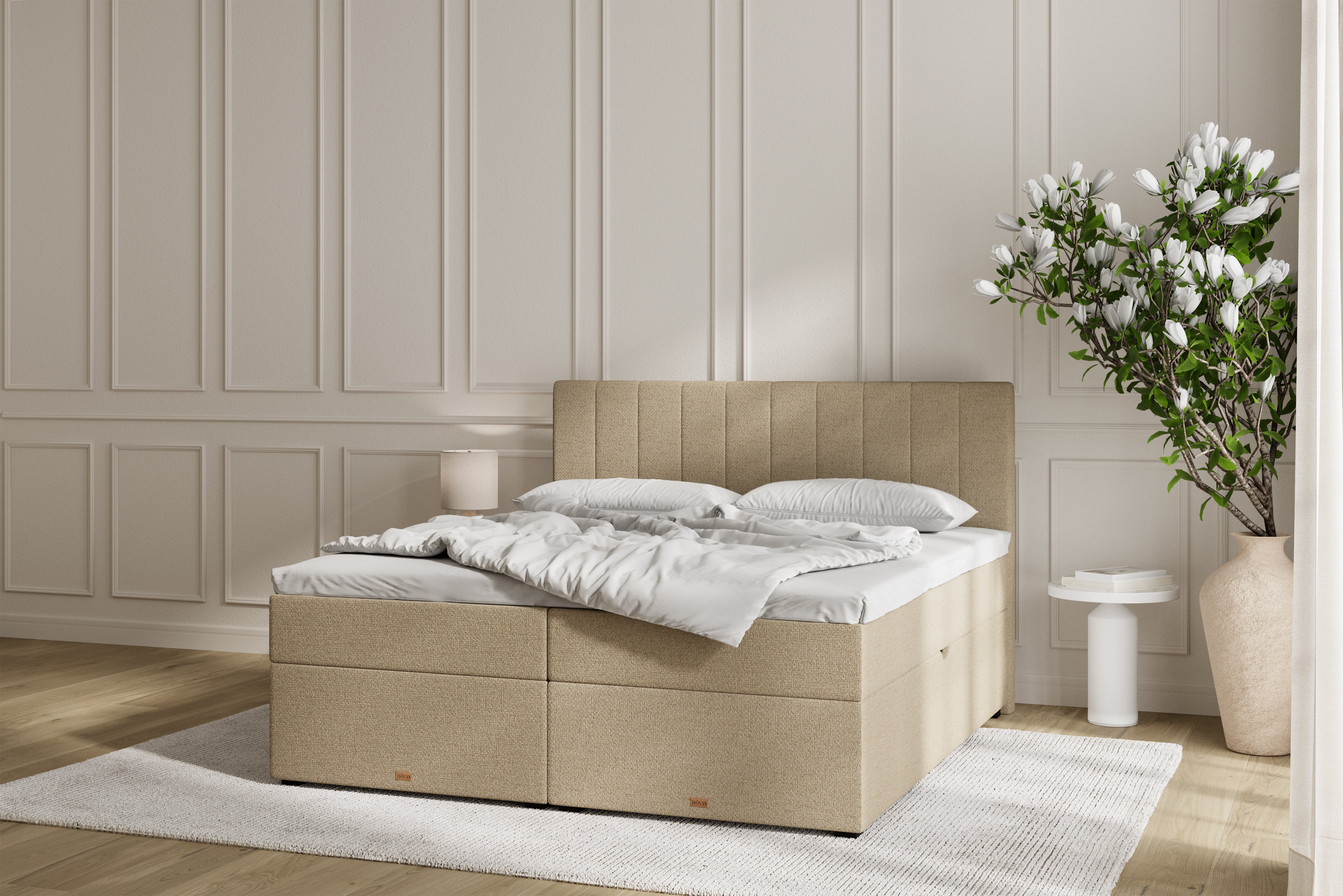SÖVNN Ronja Boxseng Med Opbevaring - 160x200 - Sand