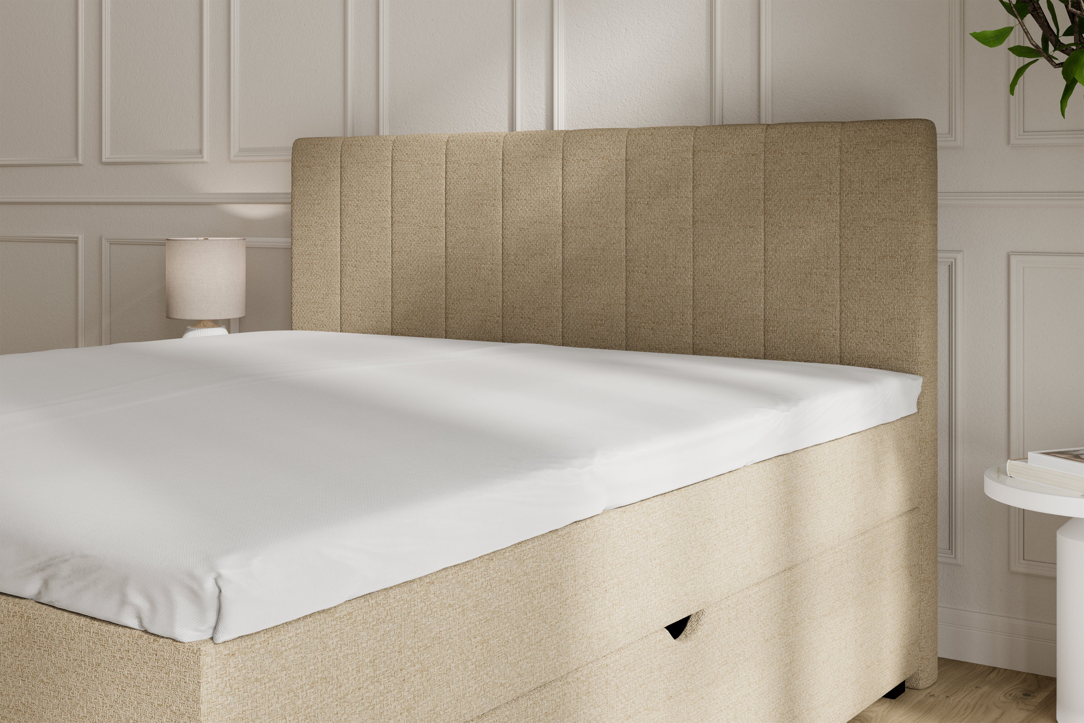 SÖVNN Ronja Boxseng Med Opbevaring - 160x200 - Sand