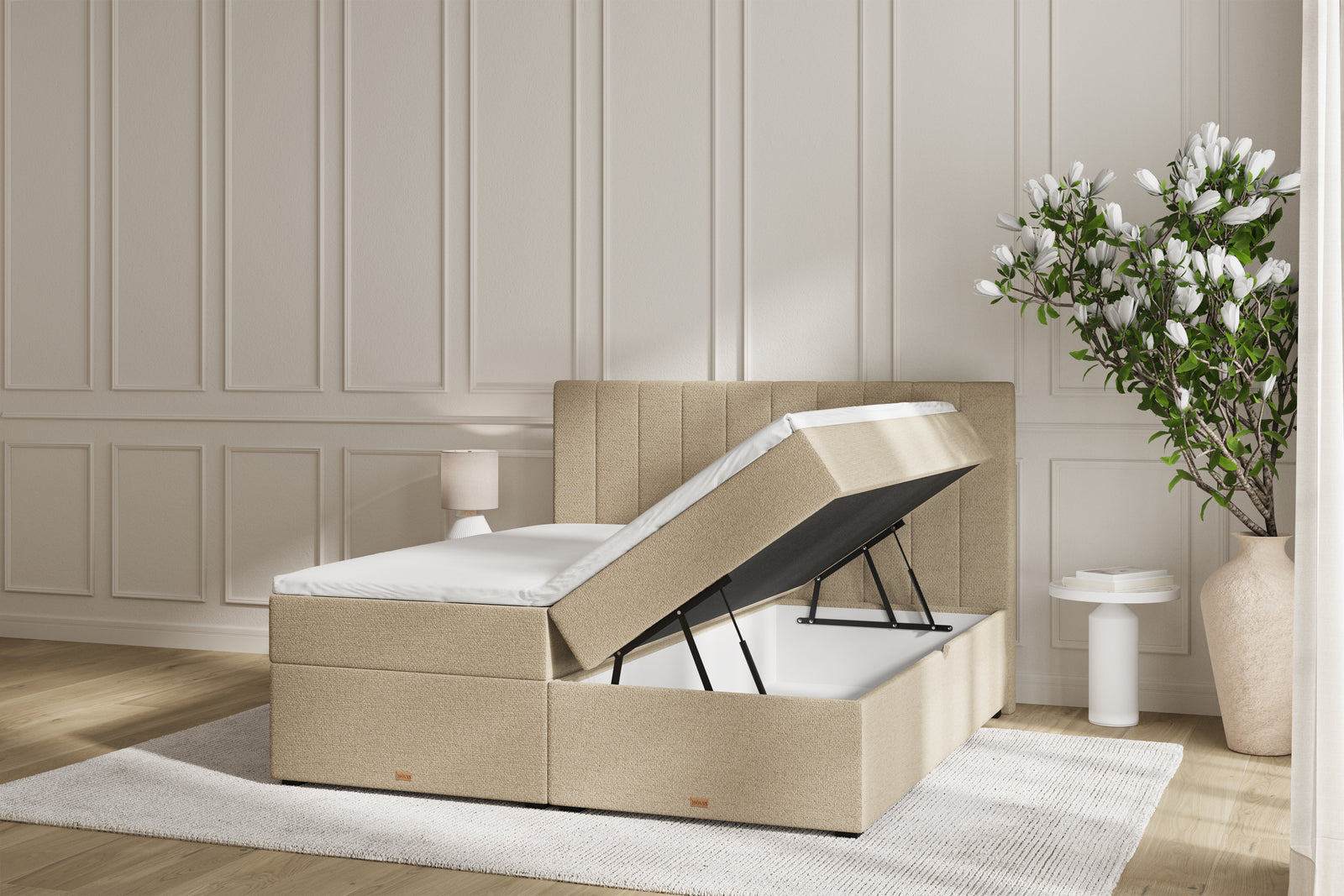 SÖVNN Ronja Boxseng Med Opbevaring - 210x210 - Sand