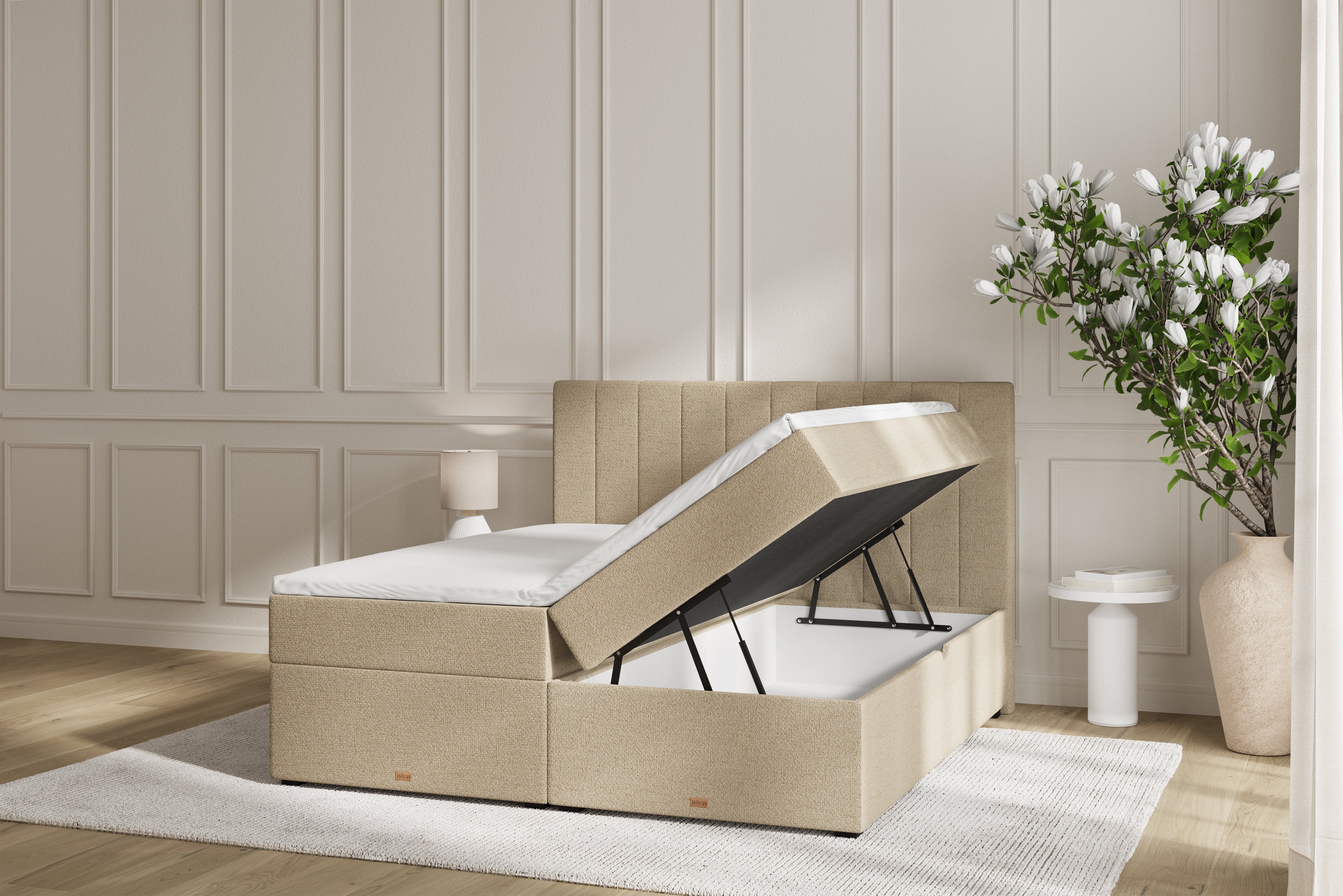 SÖVNN Ronja Boxseng Med Opbevaring - 210x210 - Sand