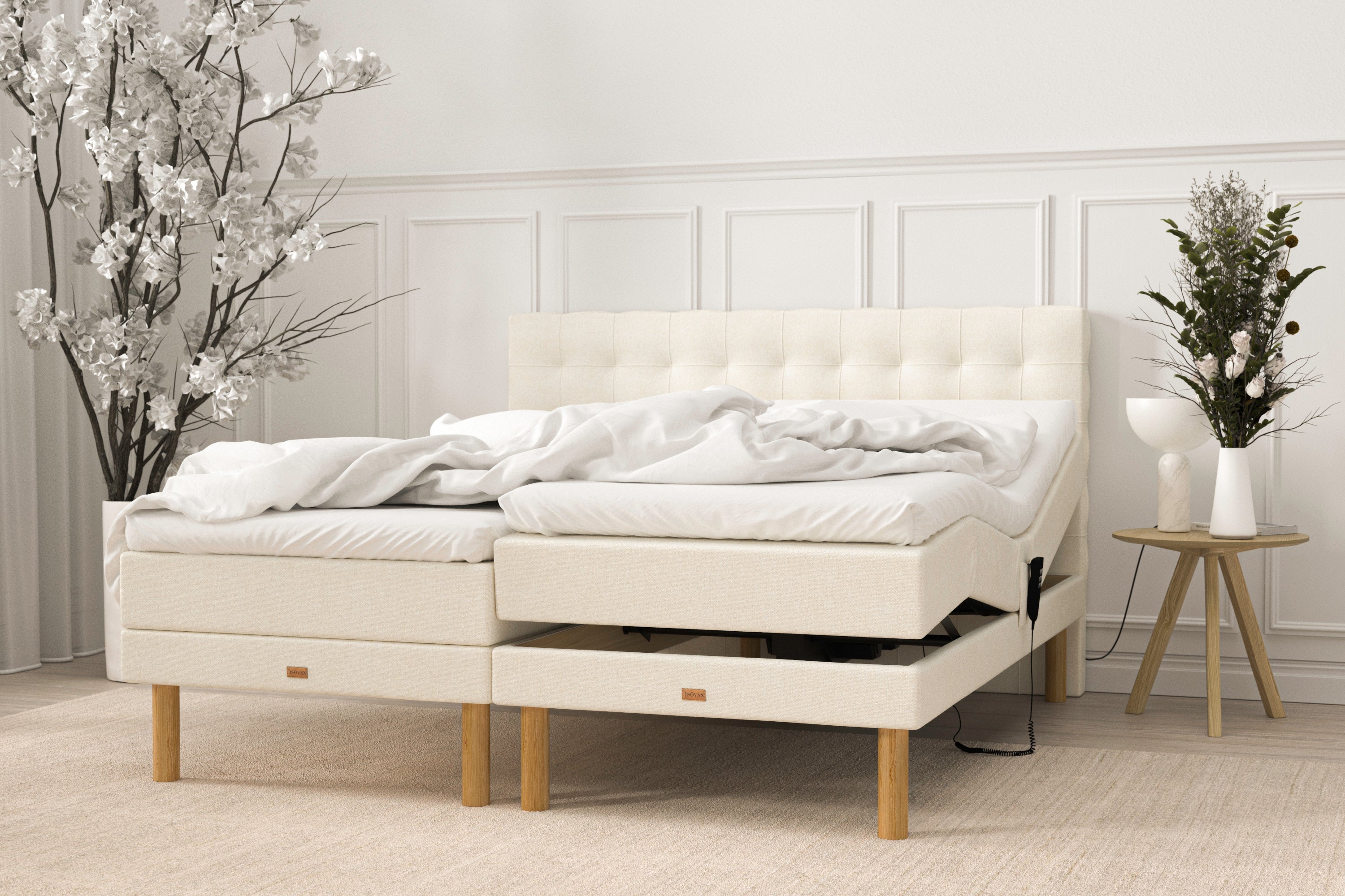 SÖVNN Deluxe Elevationsseng - 180x210 - Lys beige