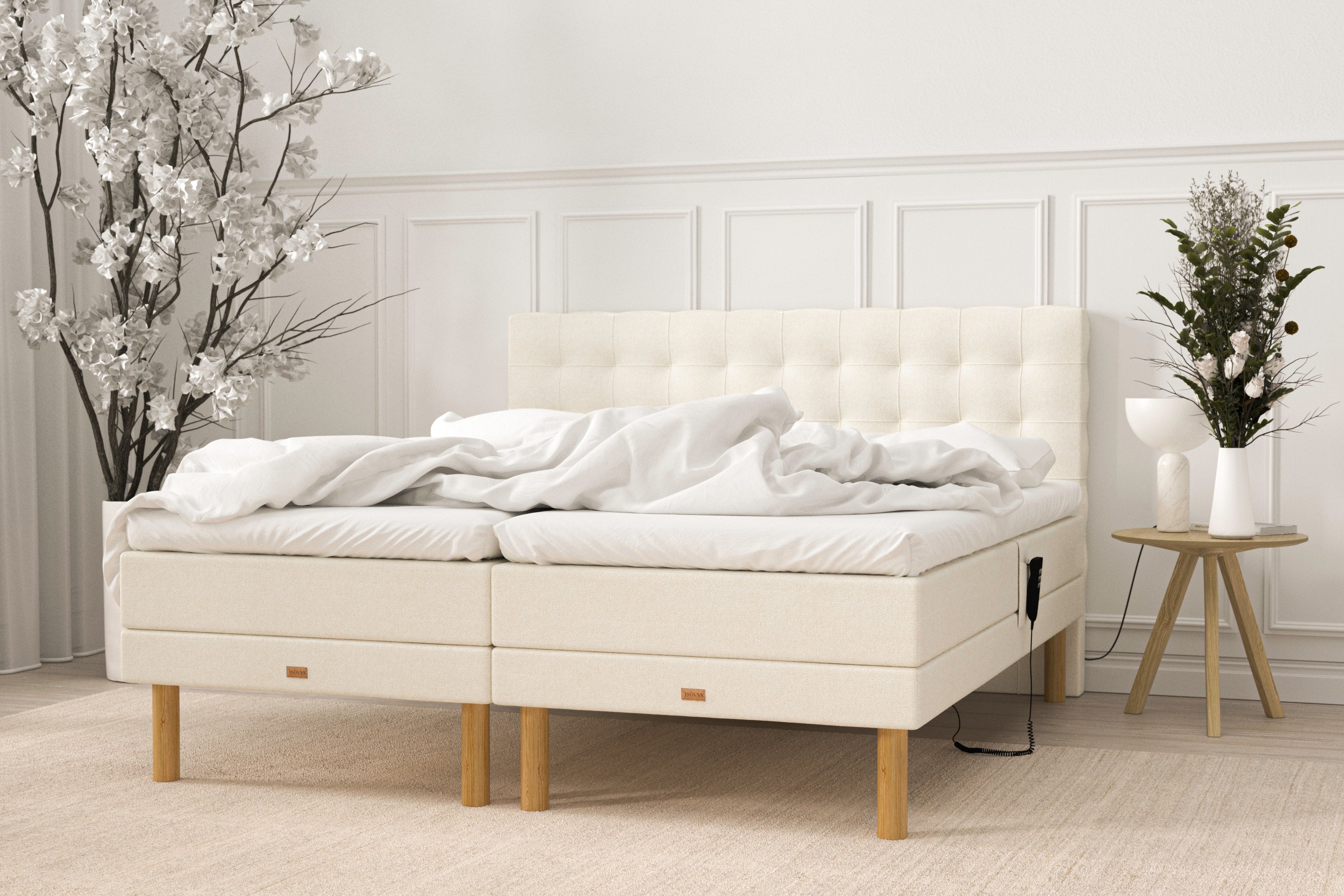 SÖVNN Deluxe Elevationsseng - 180x200 - Lys beige