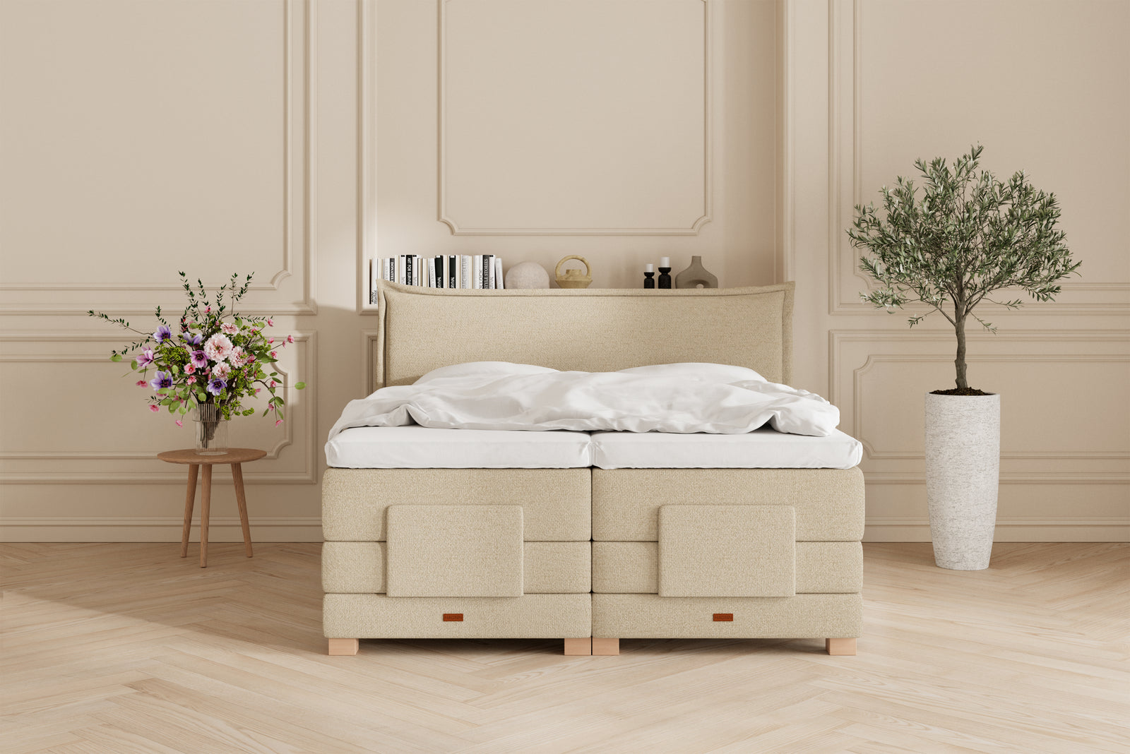 SÖVNN Silva Elevationsseng - 160x200 - Lys beige