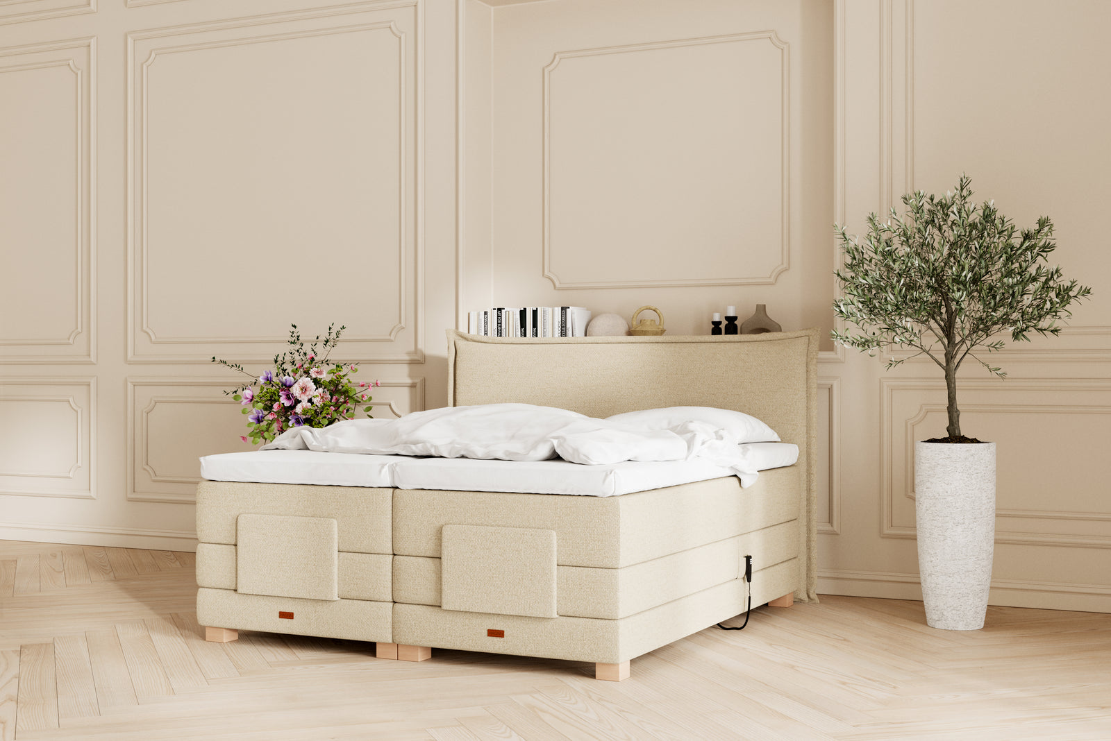 SÖVNN Silva Elevationsseng - 160x200 - Lys beige